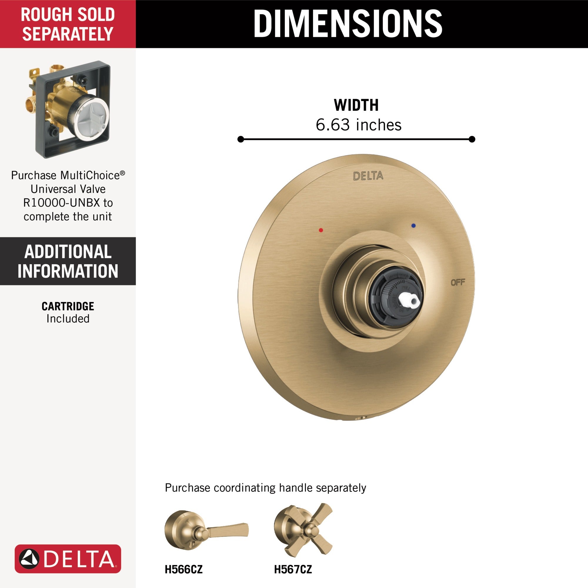 Delta Dorval™ Monitor 14 Series Valve Only Trim - Less Handle