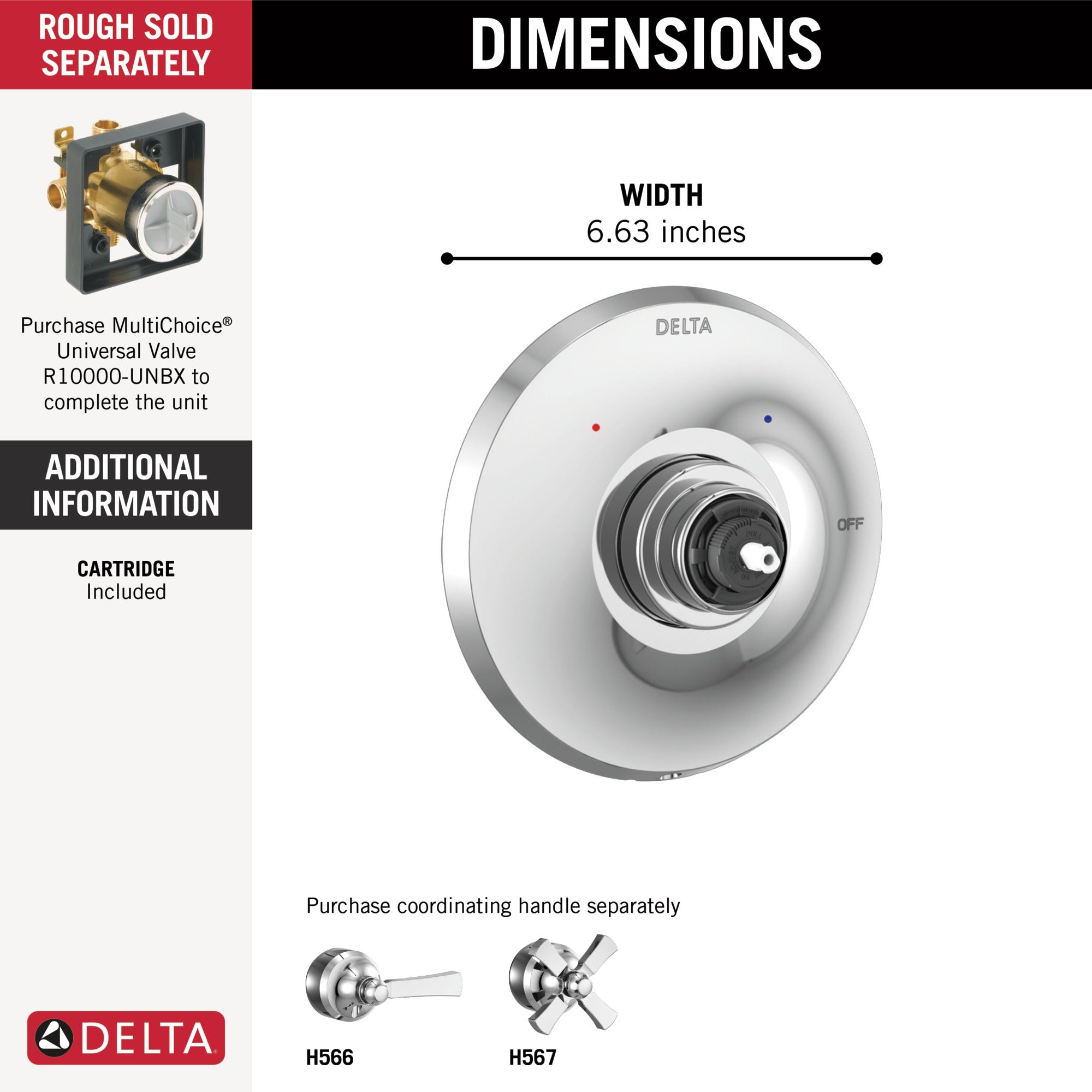 Delta Dorval™ Monitor 14 Series Valve Only Trim - Less Handle
