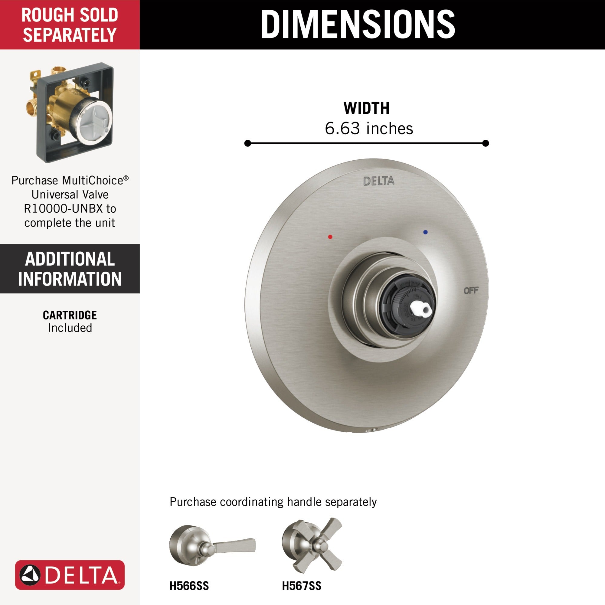 Delta Dorval™ Monitor 14 Series Valve Only Trim - Less Handle