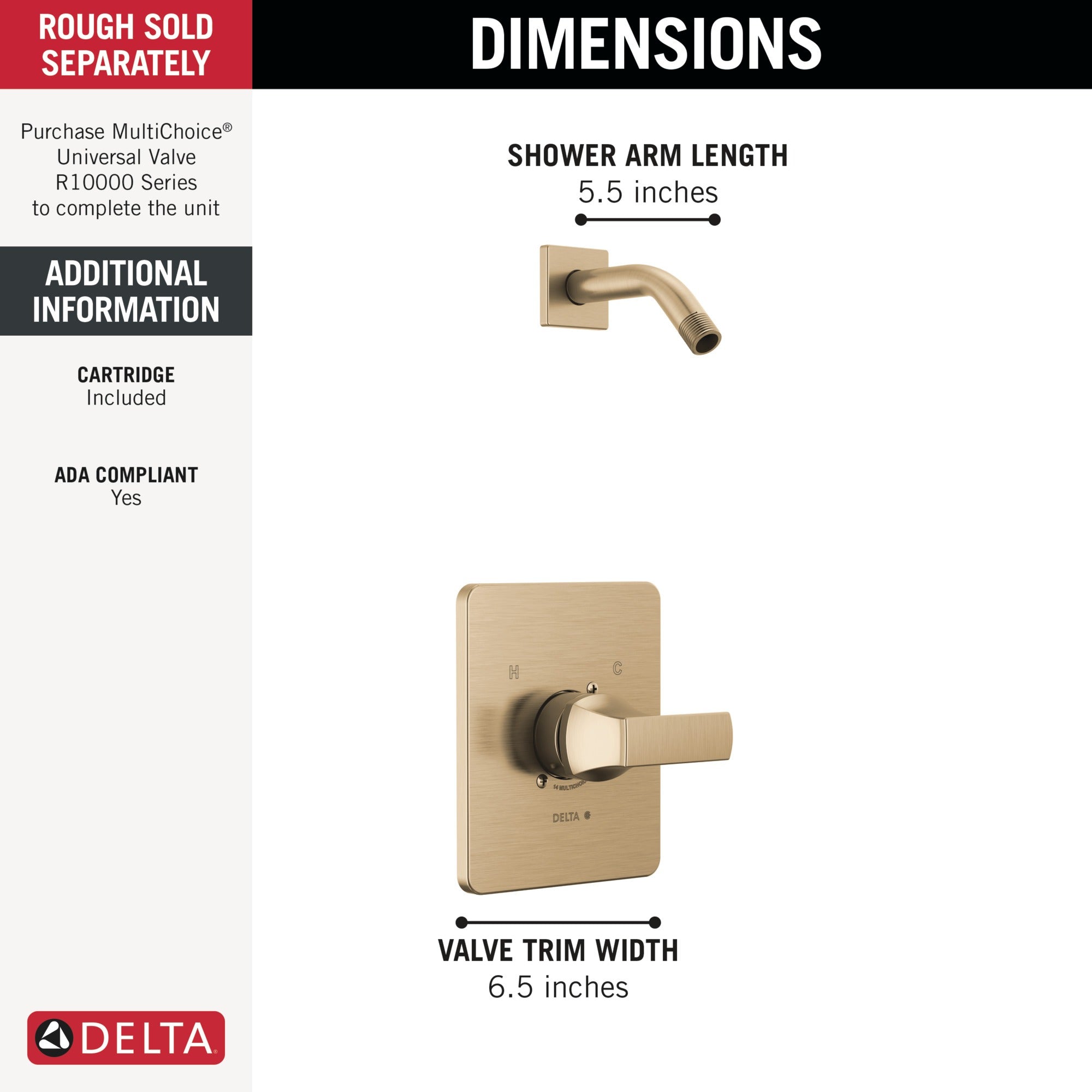 Delta Velum™ Monitor 14 Series Shower Trim - Less Head