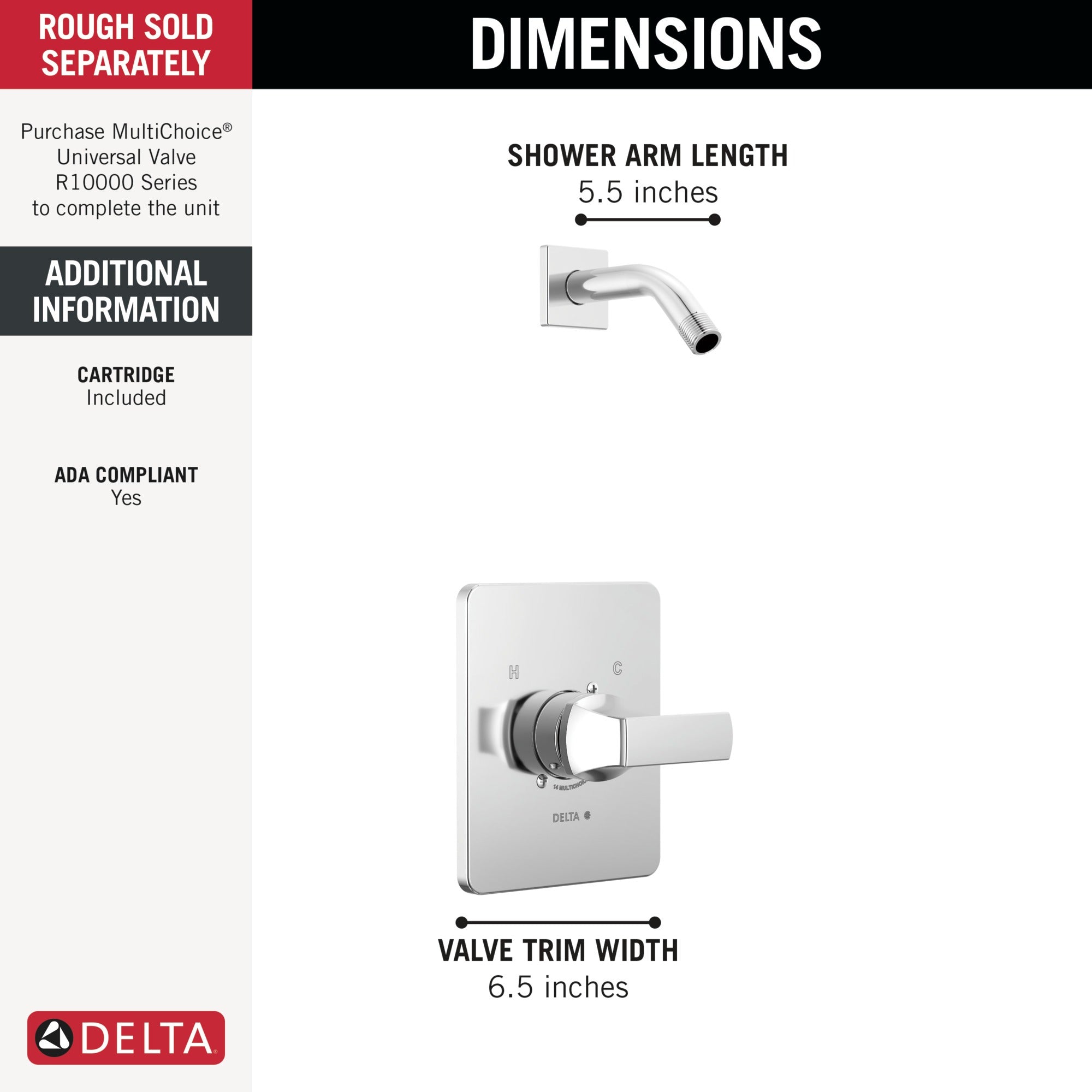 Delta Velum™ Monitor 14 Series Shower Trim - Less Head