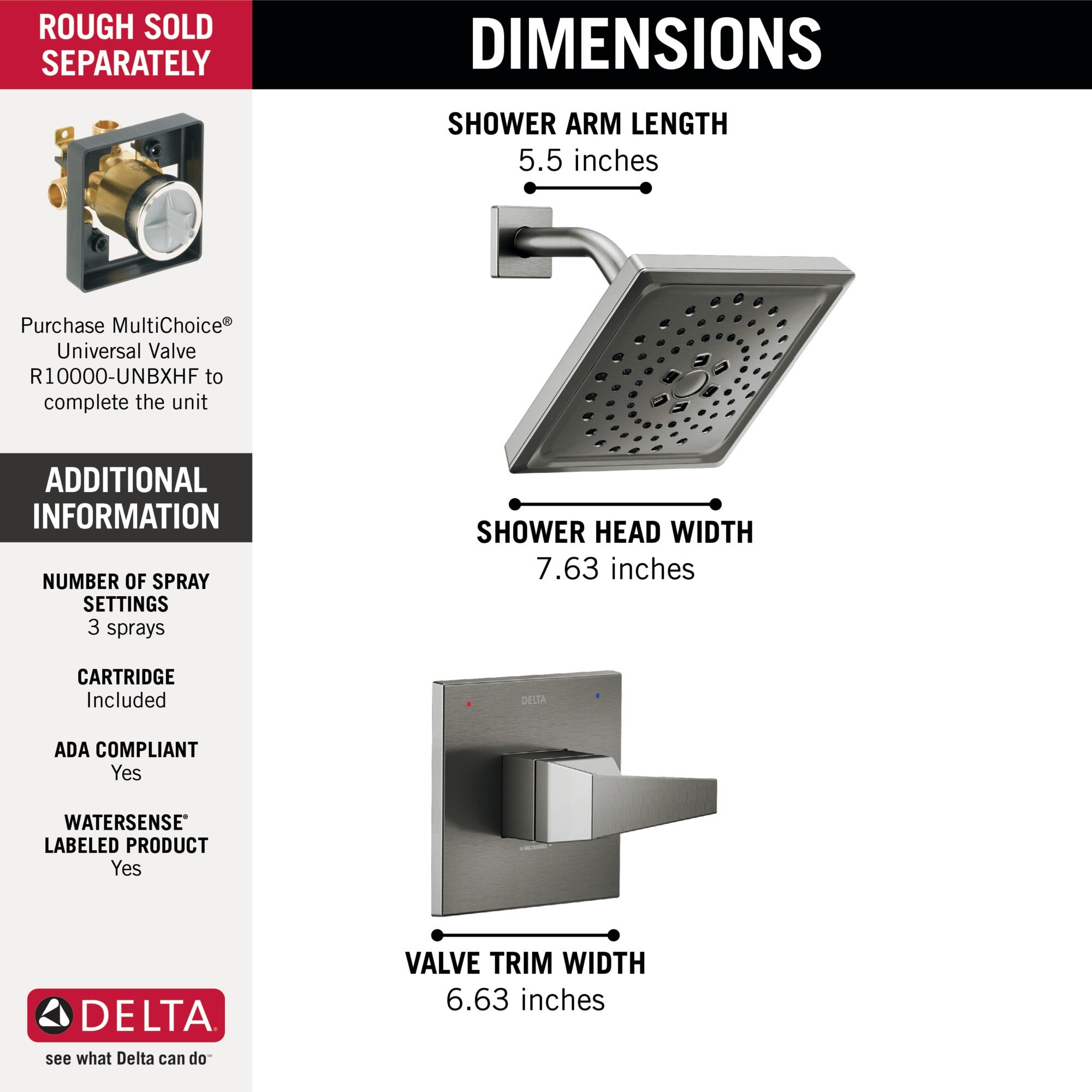 Delta Trillian™ 14 Series H2Okinetic Shower Only Trim