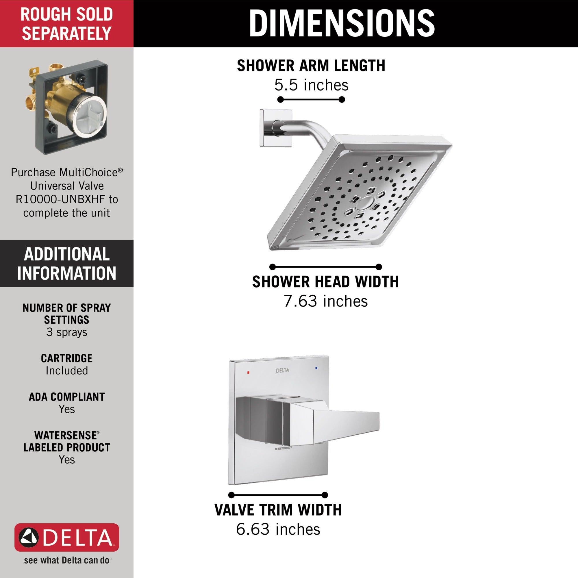 Delta Trillian™ 14Series H2Okinetic Shower Only Trim