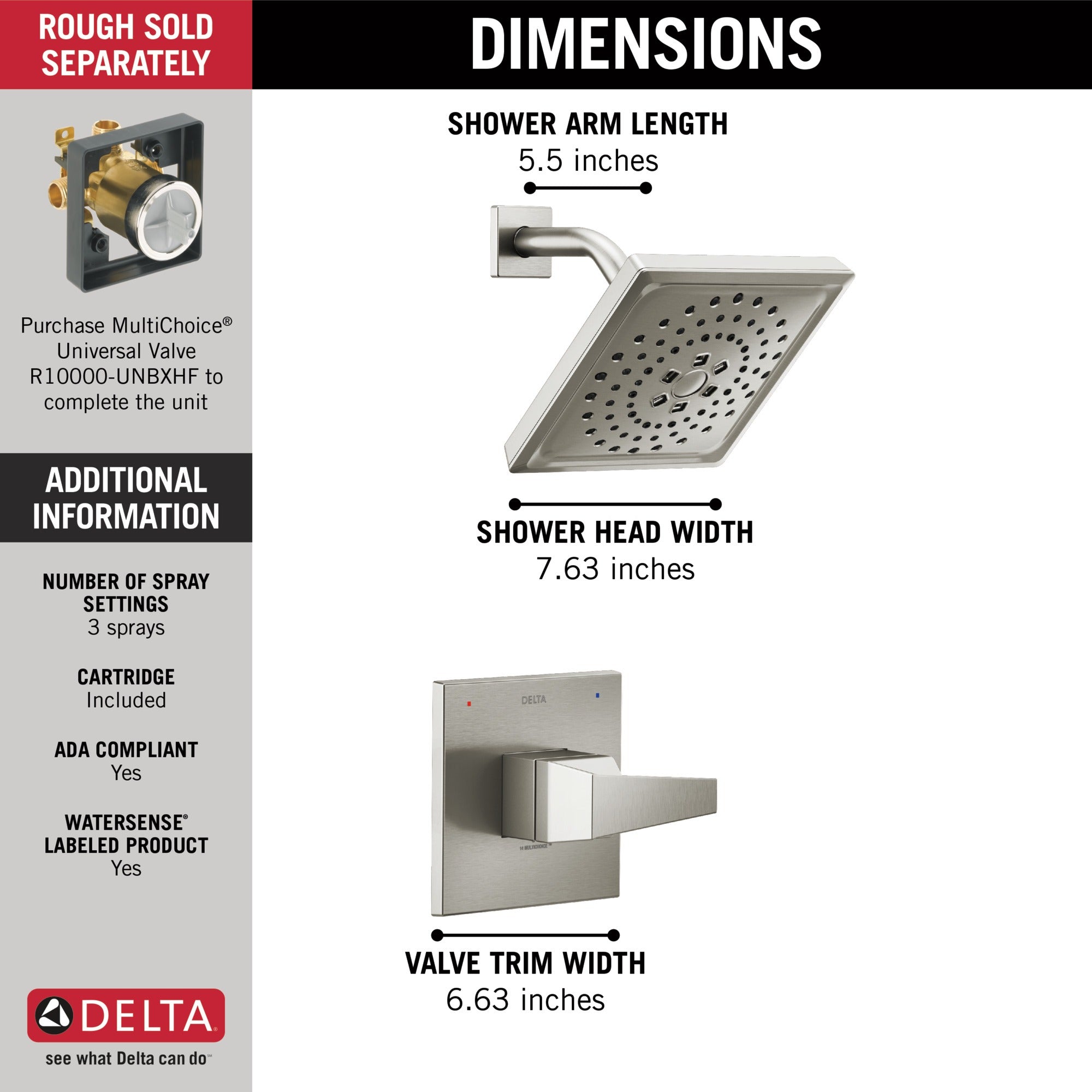 Delta Trillian™ 14 Series H2Okinetic Shower Only Trim