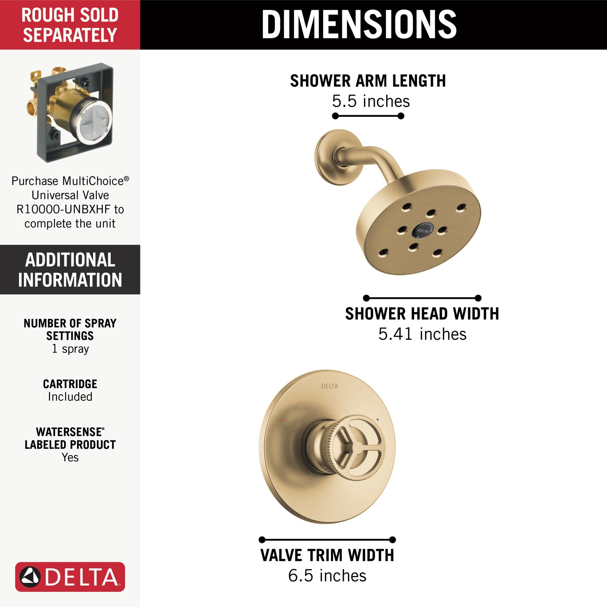 Delta Trinsic® H2OKinetic® Single Handle Shower Trim