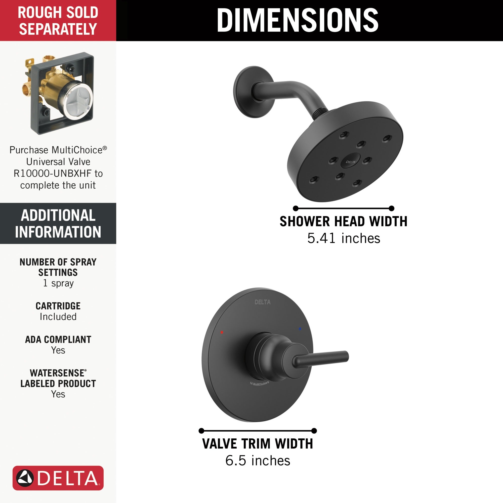 Delta Trinsic® Monitor® 14 Series H2OKinetic® Shower Trim