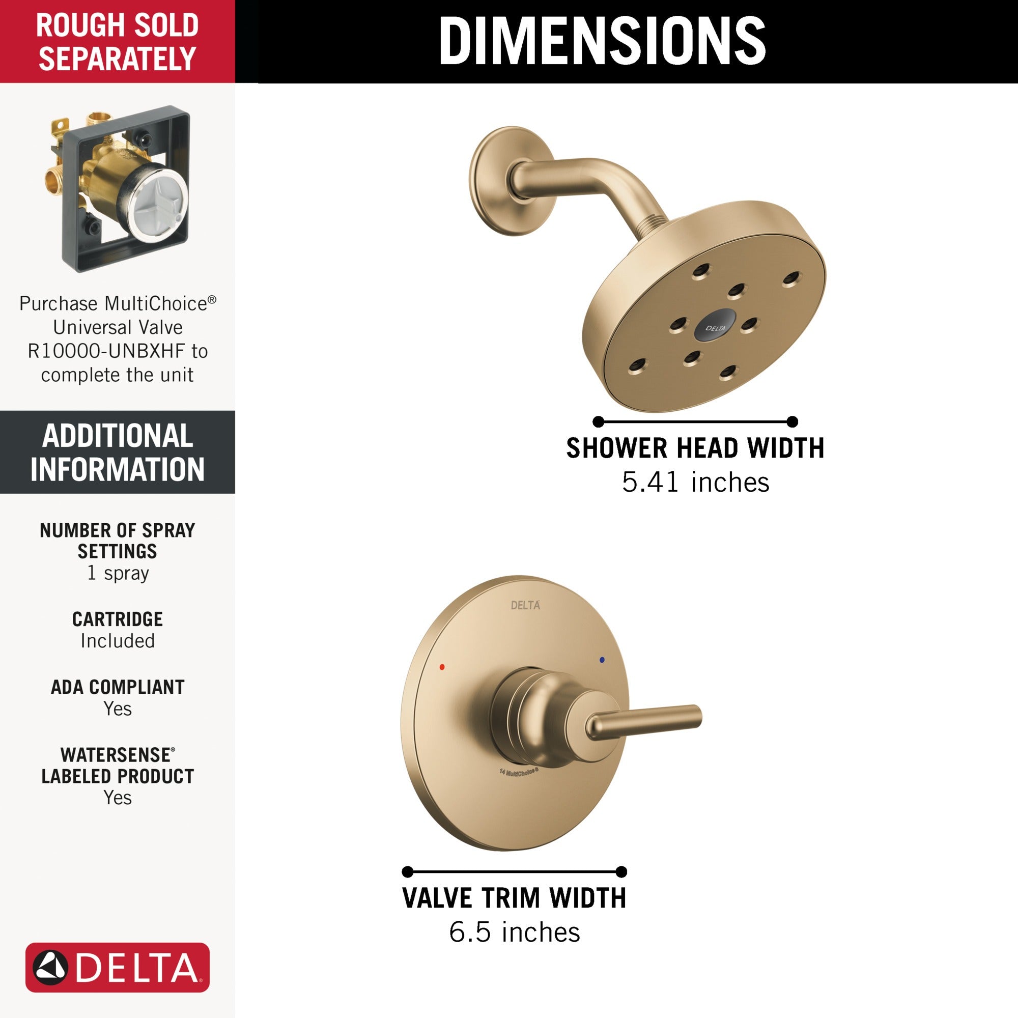 Delta Trinsic® Monitor® 14 Series H2OKinetic® Shower Trim