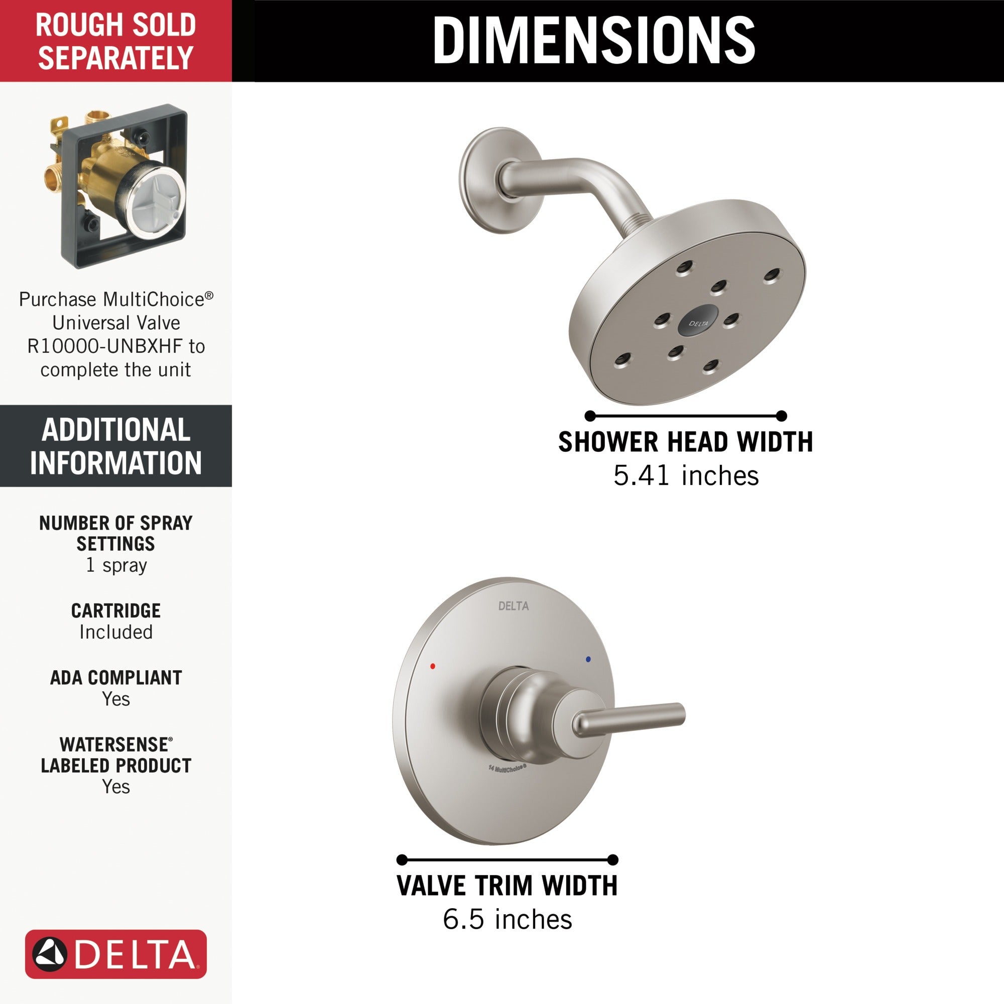 Delta Trinsic® Monitor® 14 Series H2OKinetic® Shower Trim