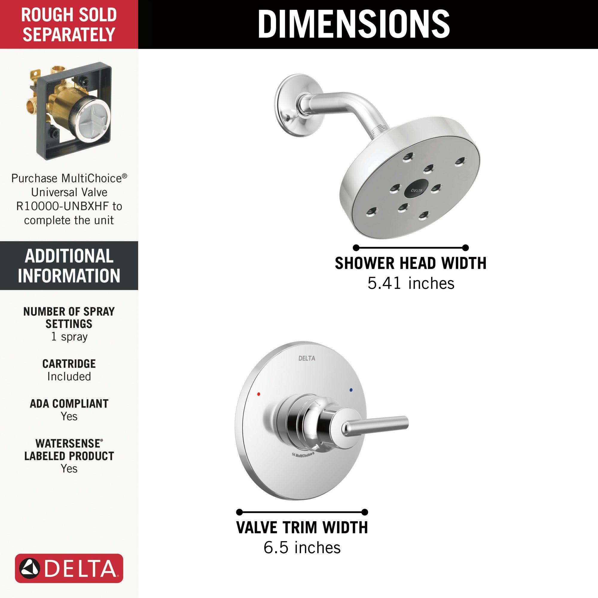Delta Trinsic® Monitor® 14 Series H2OKinetic® Shower Trim