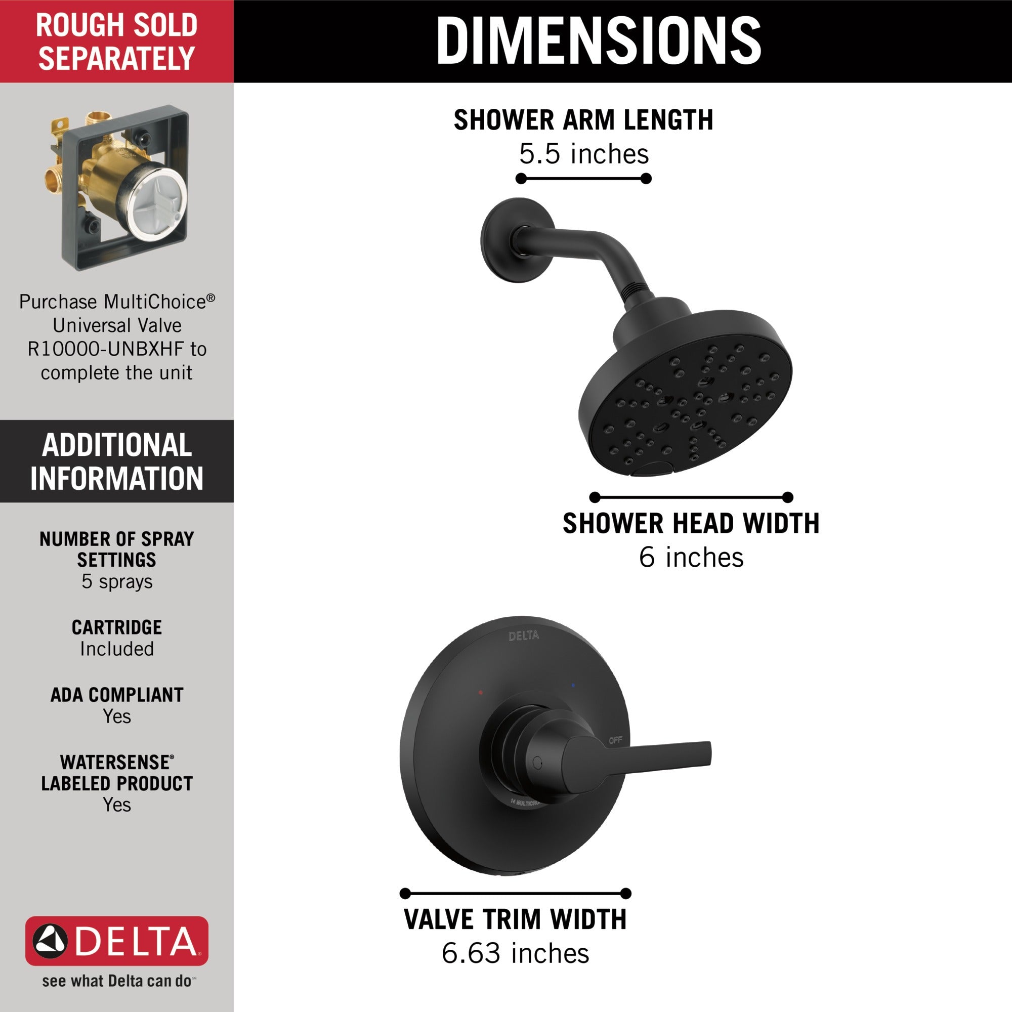 Delta Galeon™ 14 Series Shower Trim with H2OKinetic