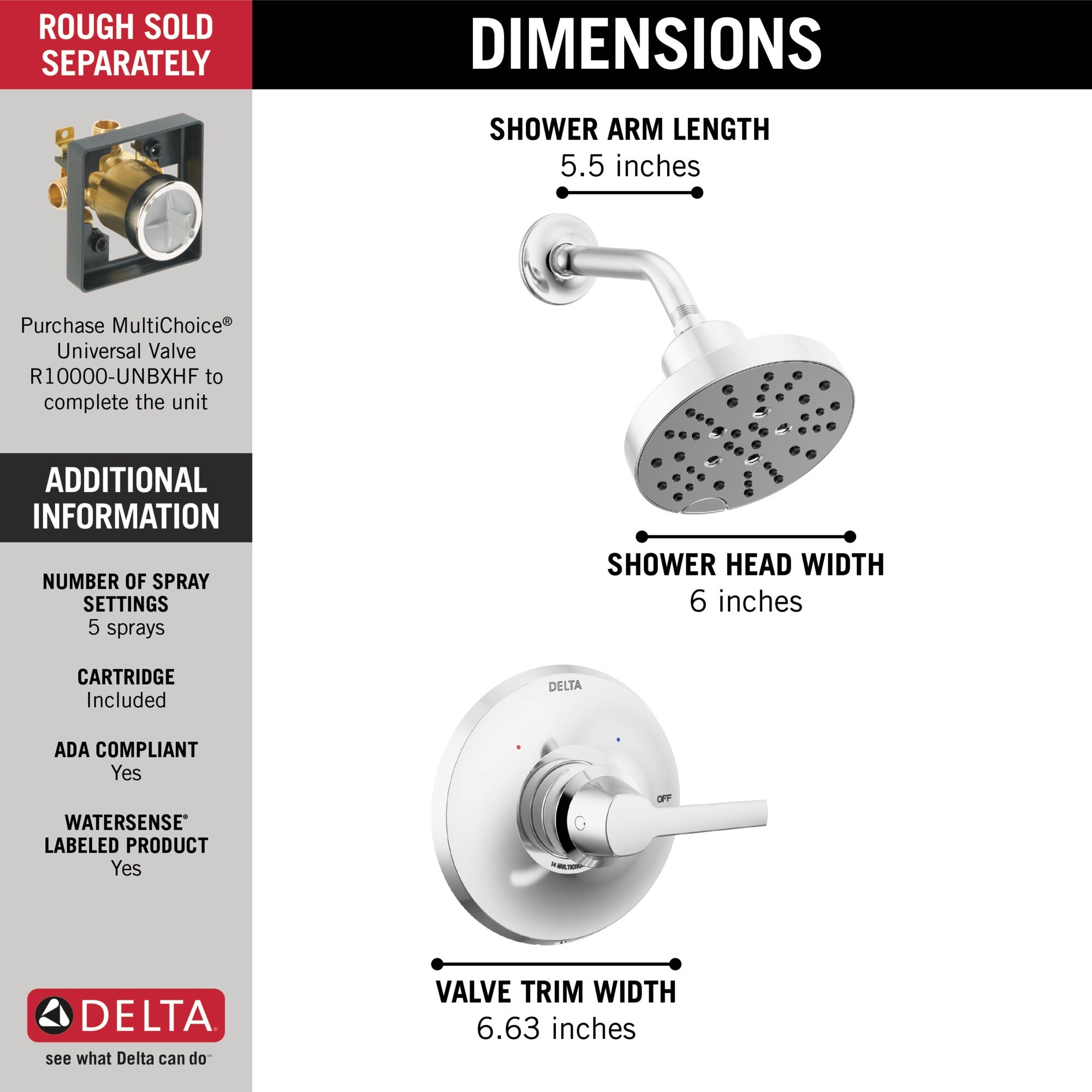 Delta Galeon™ 14 Series Shower Trim with H2OKinetic