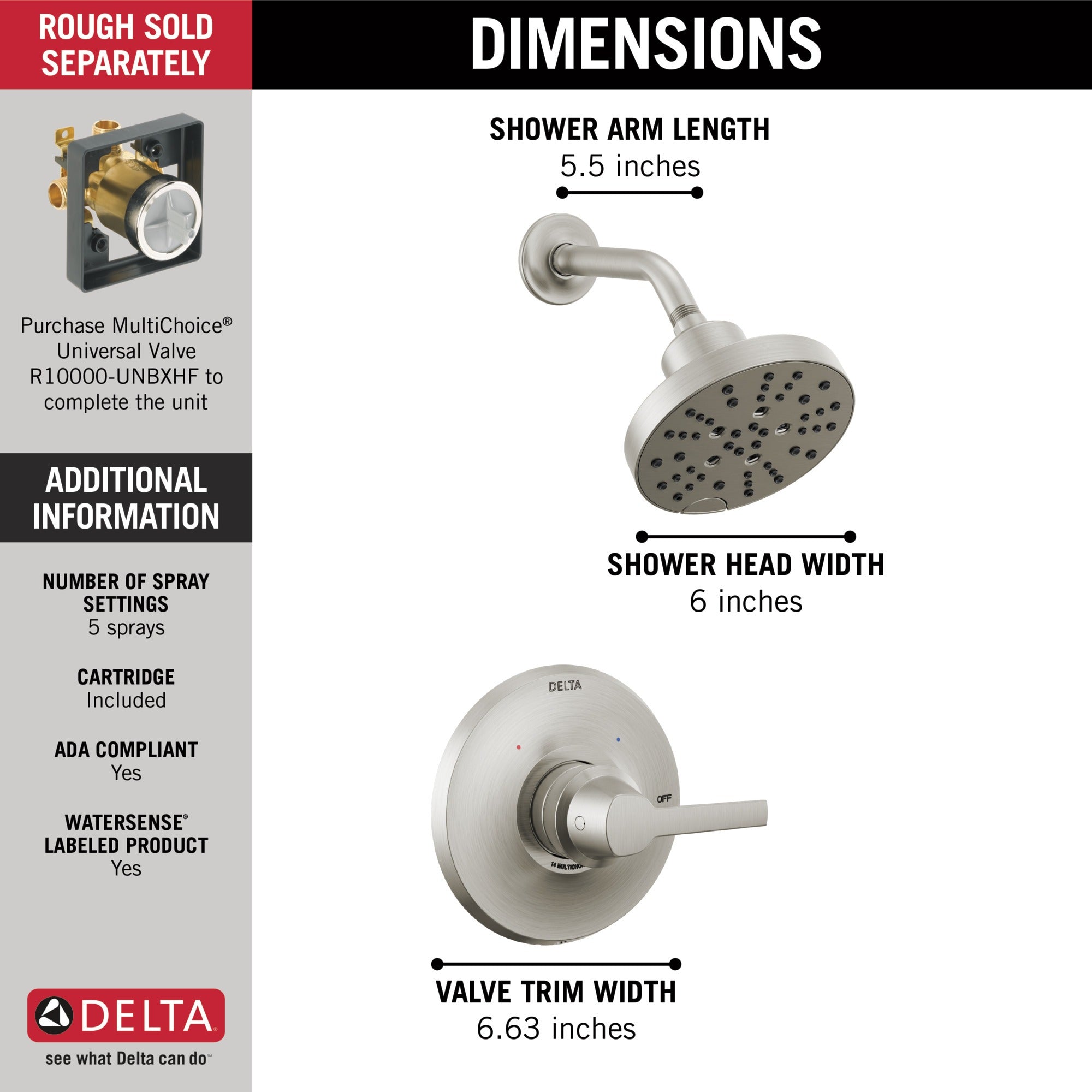 Delta Galeon™ 14 Series Shower Trim with H2OKinetic