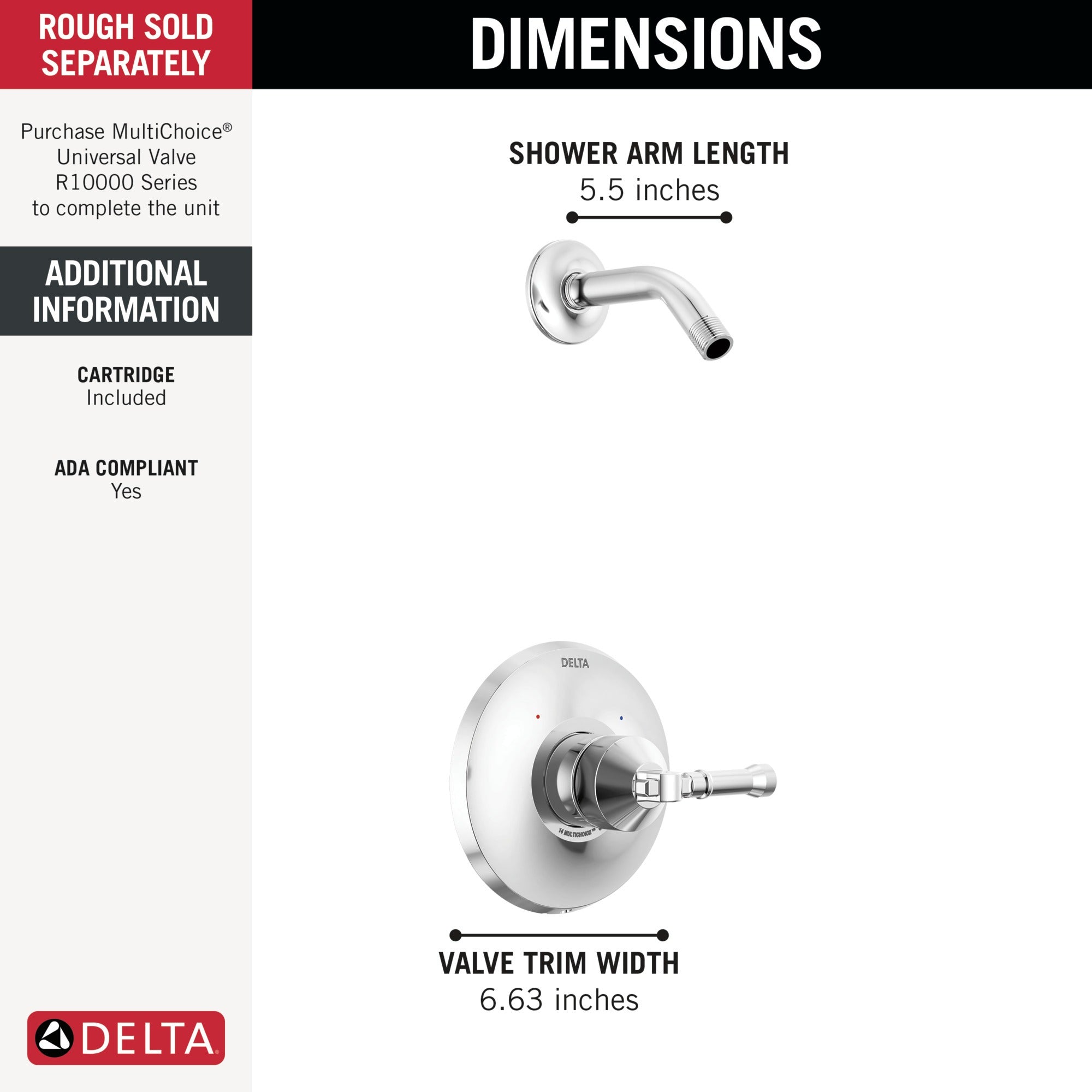 Delta Broderick® 14 Series Shower Trim - Less Head