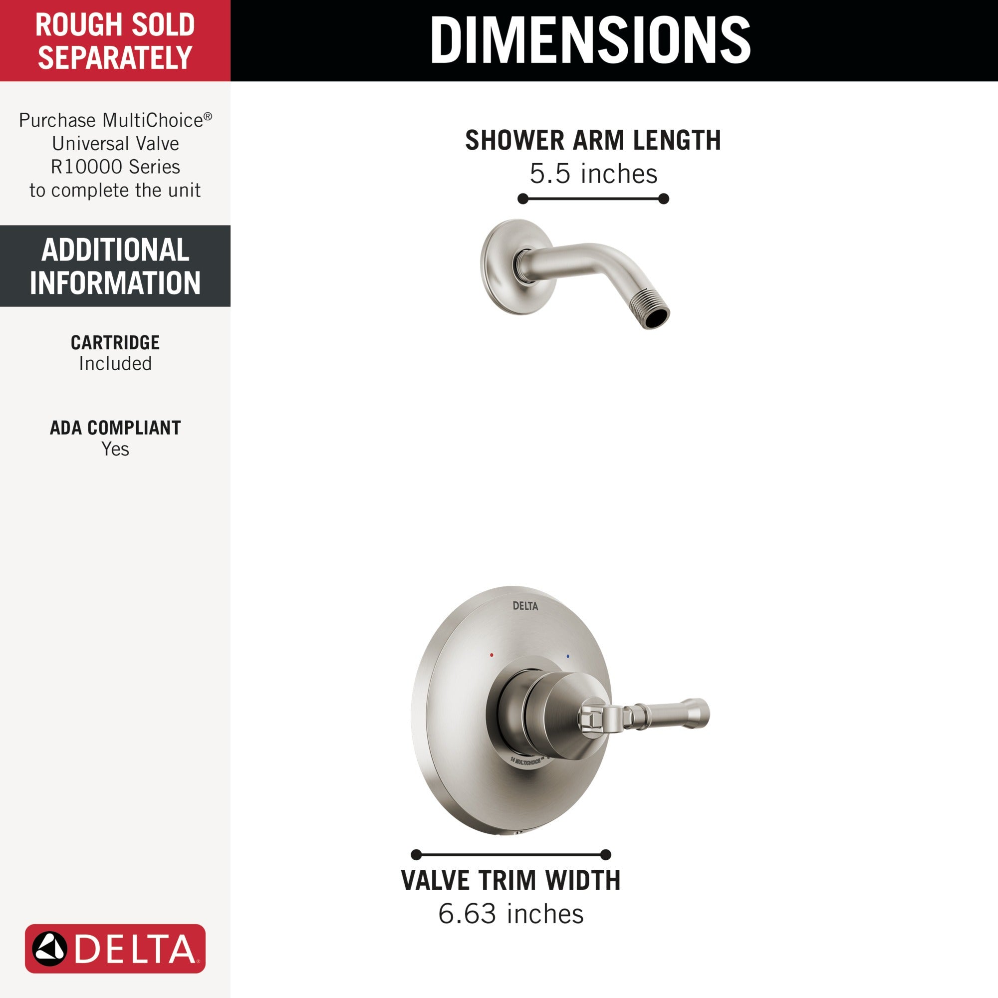 Delta Broderick® 14 Series Shower Trim - Less Head