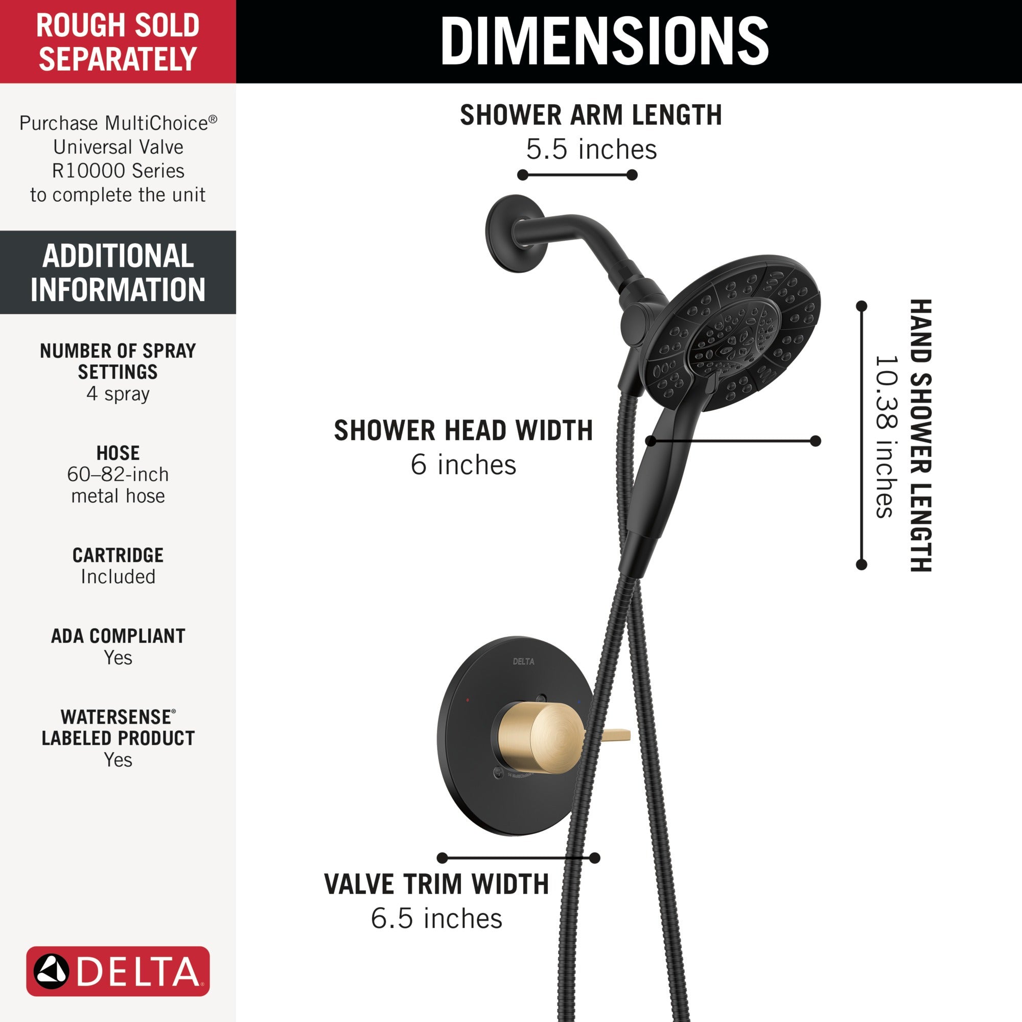 Delta Albion™ Monitor® 14 Series Shower Only Trim Only with In2ition® Hand Shower