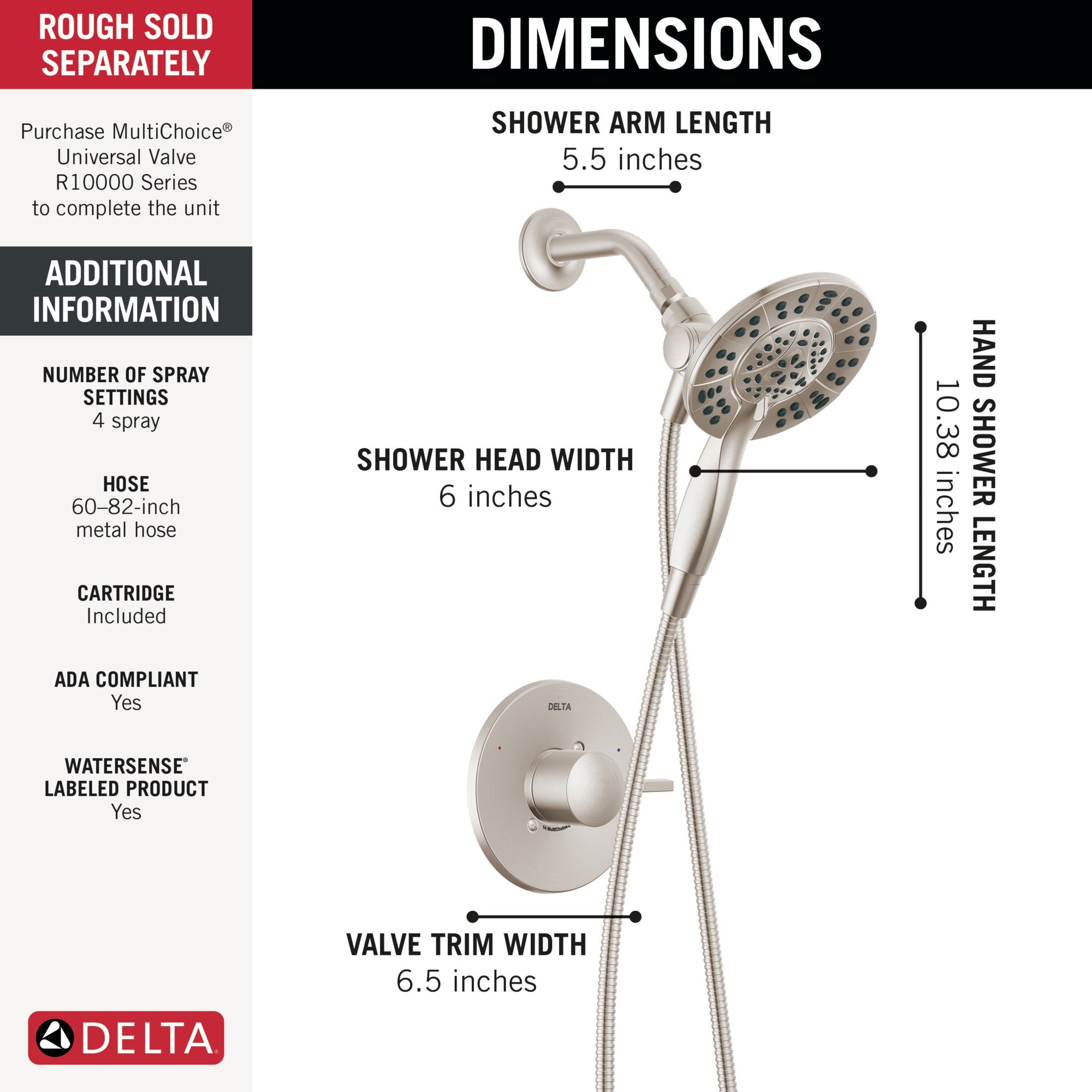 Delta Albion™ Monitor® 14 Series Shower Only Trim Only with In2ition® Hand Shower