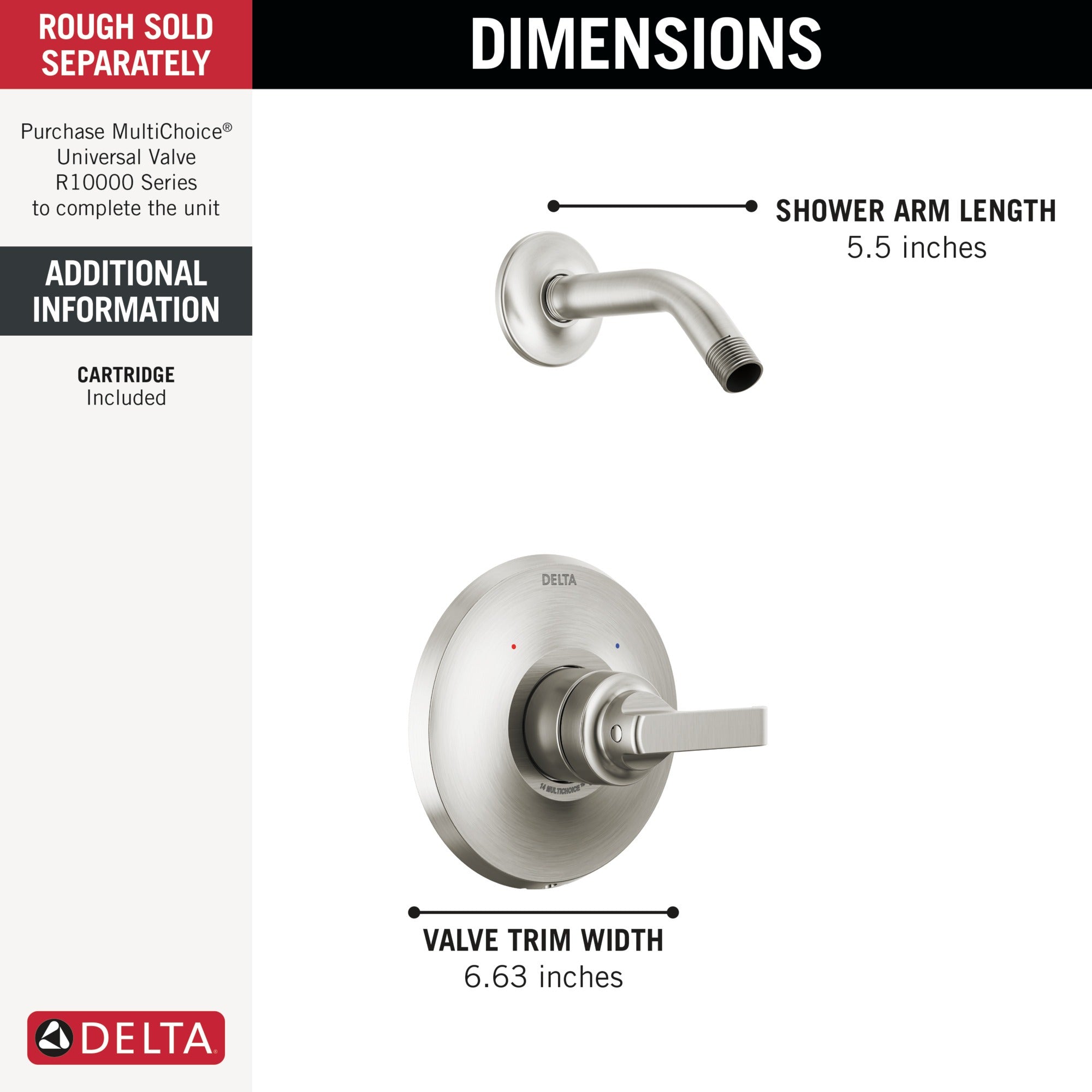 Delta Tetra™ 14 Series Shower Trim - Less Head