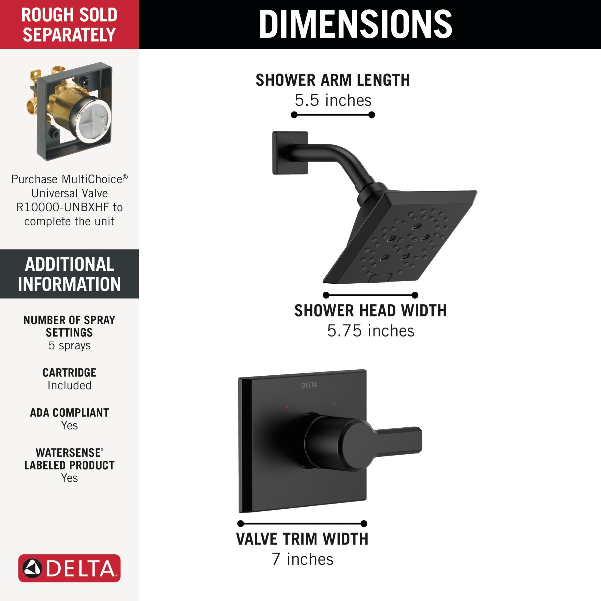 Delta Pivotal® Monitor® 14 Series H2OKinetic® Shower Trim