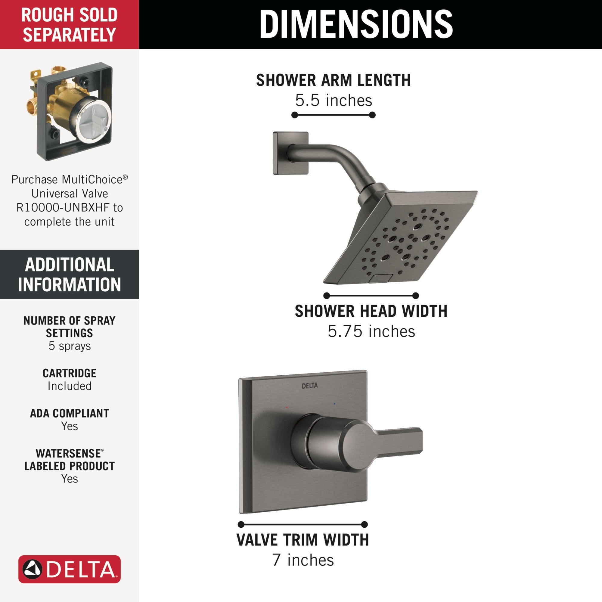 Delta Pivotal® Monitor® 14 Series H2OKinetic® Shower Trim