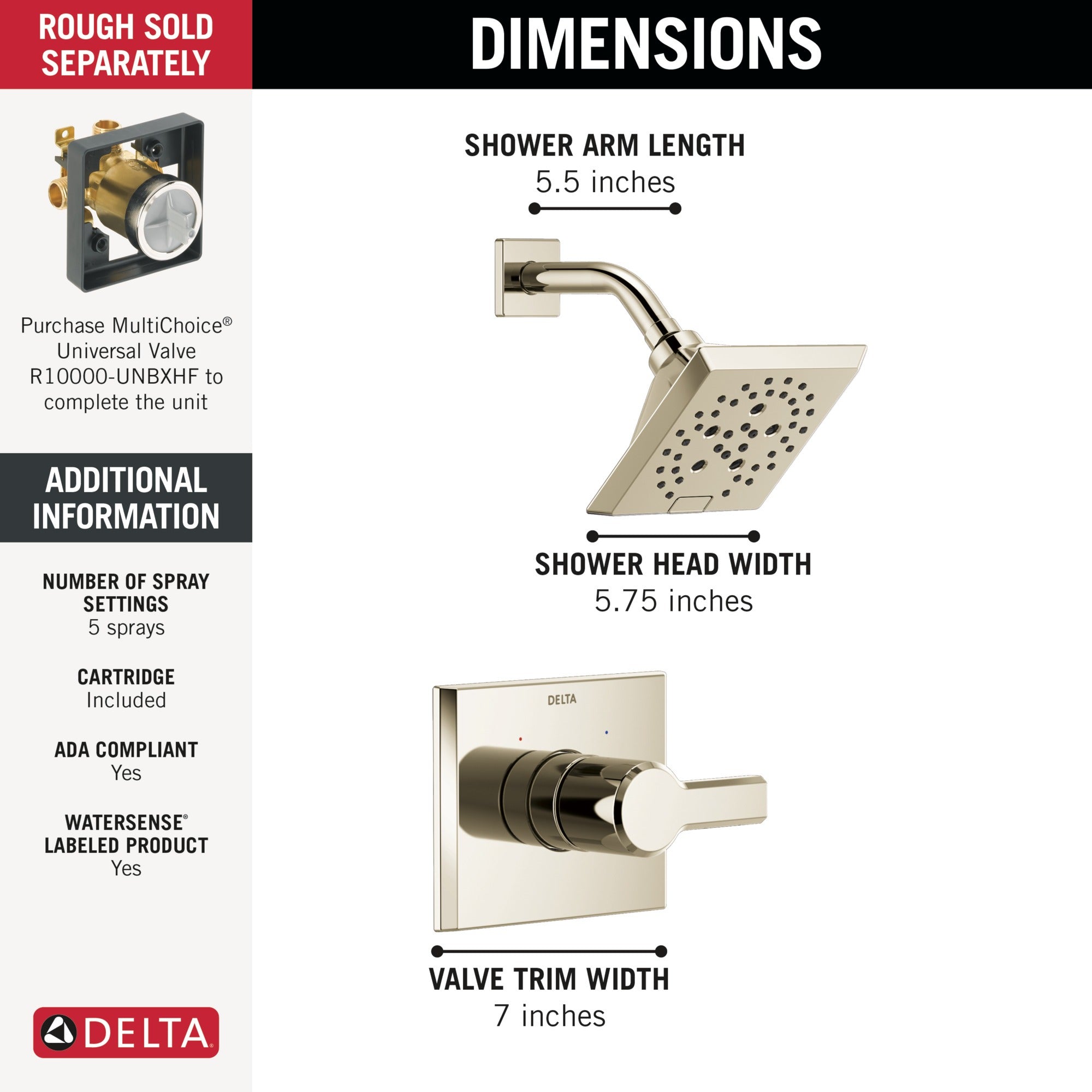 Delta Pivotal® Monitor® 14 Series H2OKinetic® Shower Trim