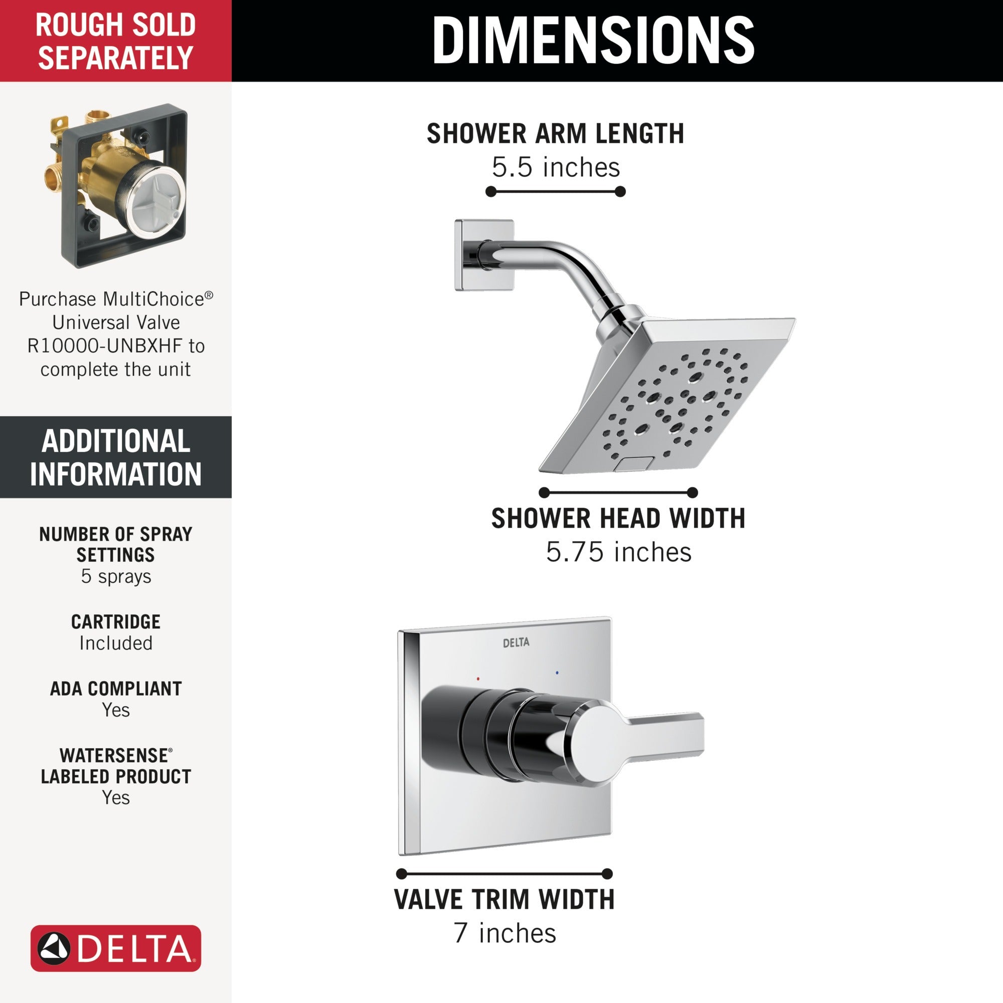 Delta Pivotal® Monitor® 14 Series H2OKinetic® Shower Trim