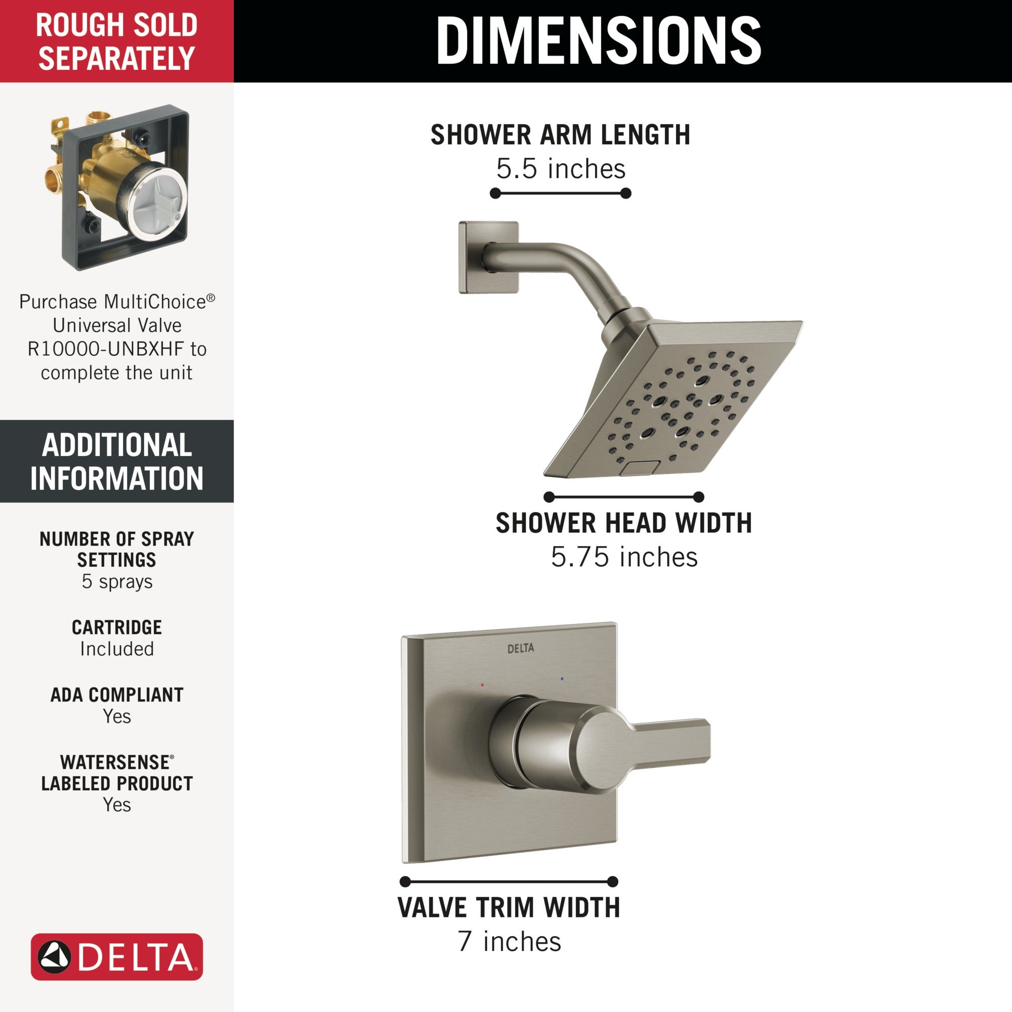 Delta Pivotal® Monitor® 14 Series H2OKinetic® Shower Trim