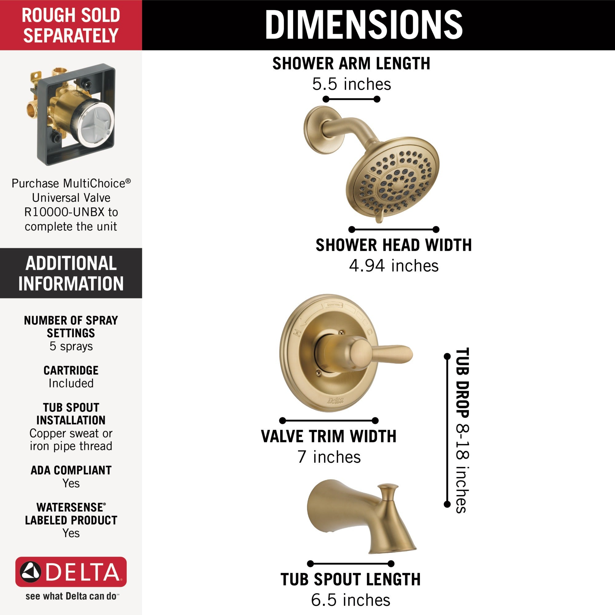 Delta Lahara® Monitor® 14 Series Tub & Shower Trim