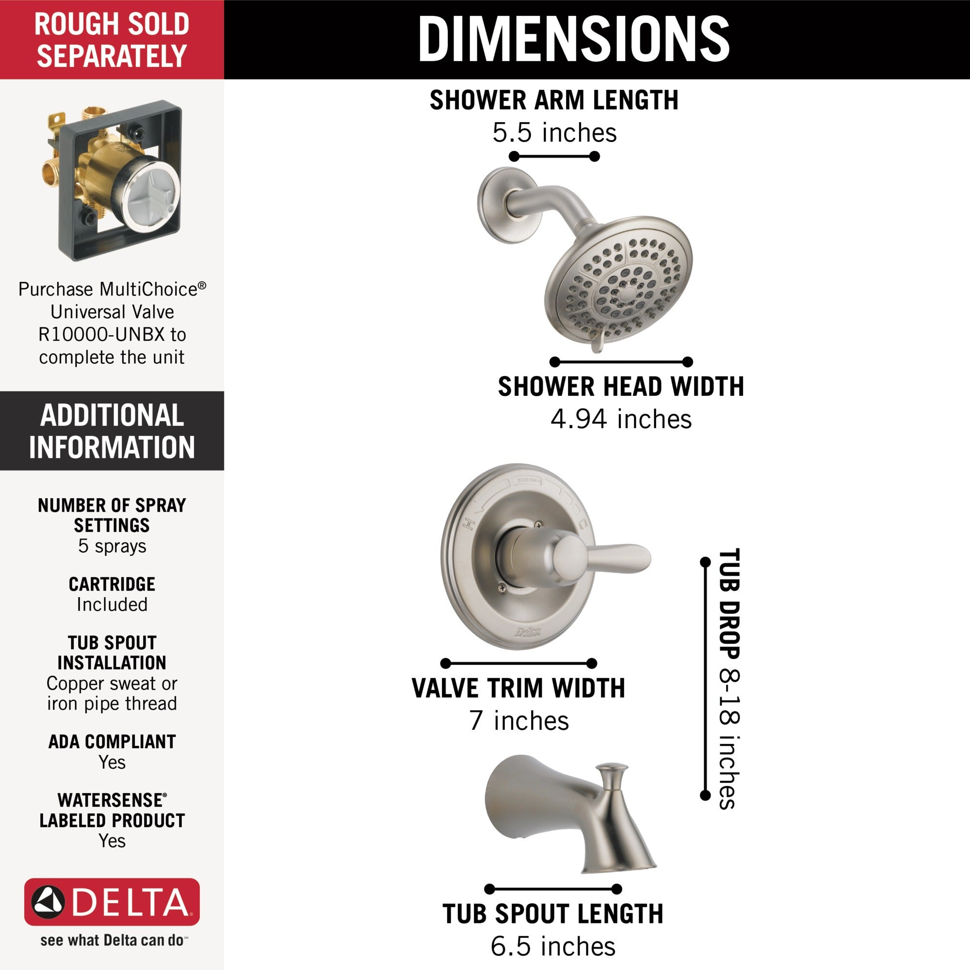Delta Lahara® Monitor® 14 Series Tub & Shower Trim