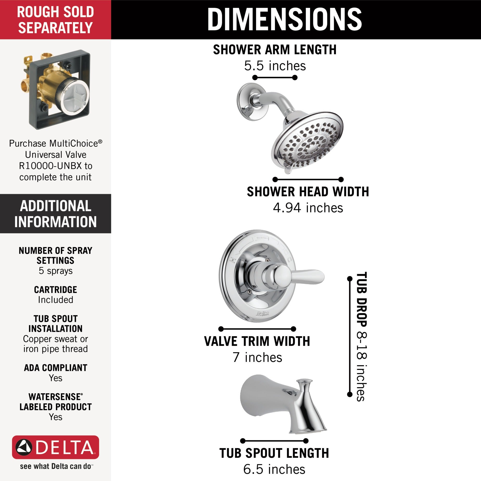Delta Lahara® Monitor® 14 Series Tub & Shower Trim