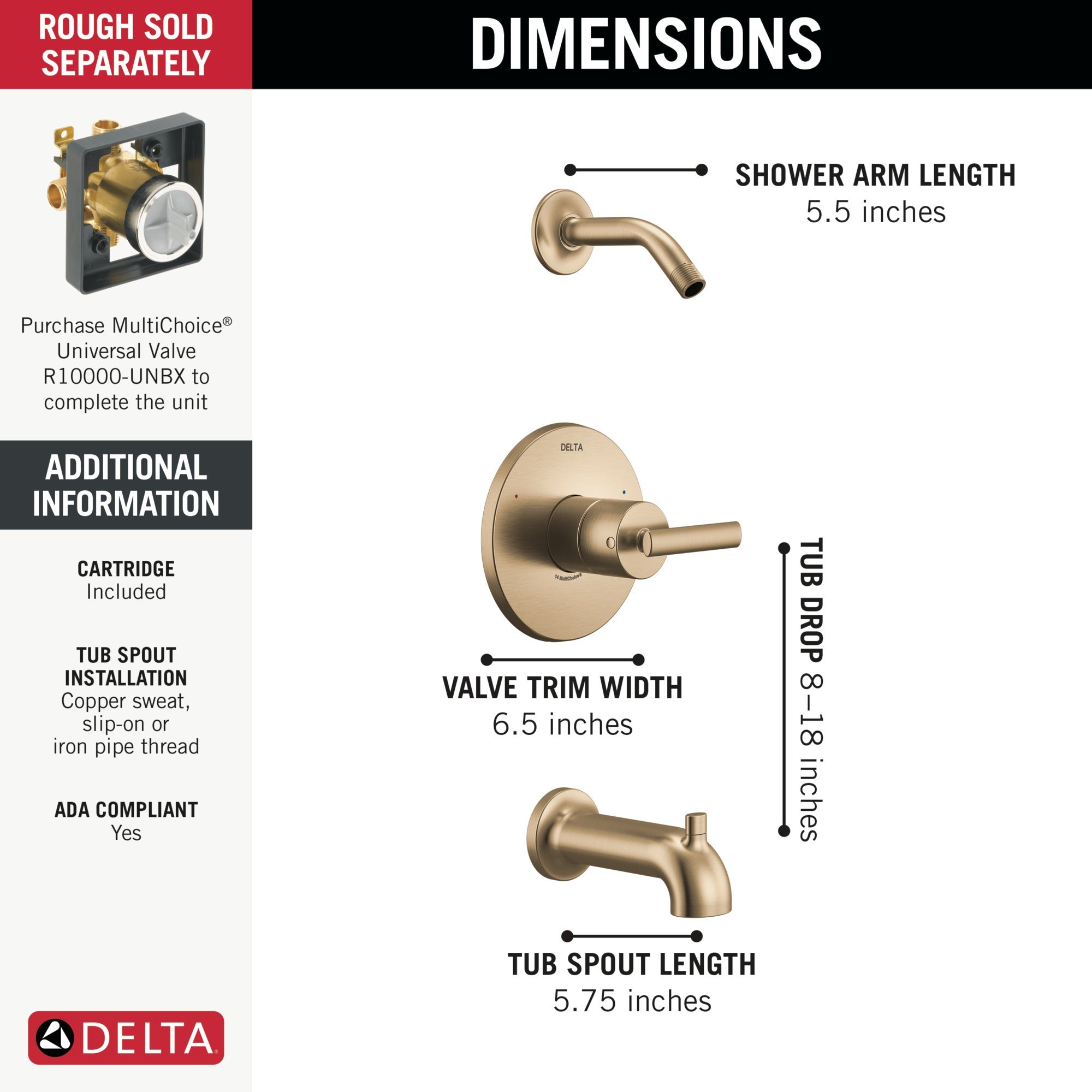 Delta Altado™ Monitor 14 Series Tub & Shower Trim - Less Head