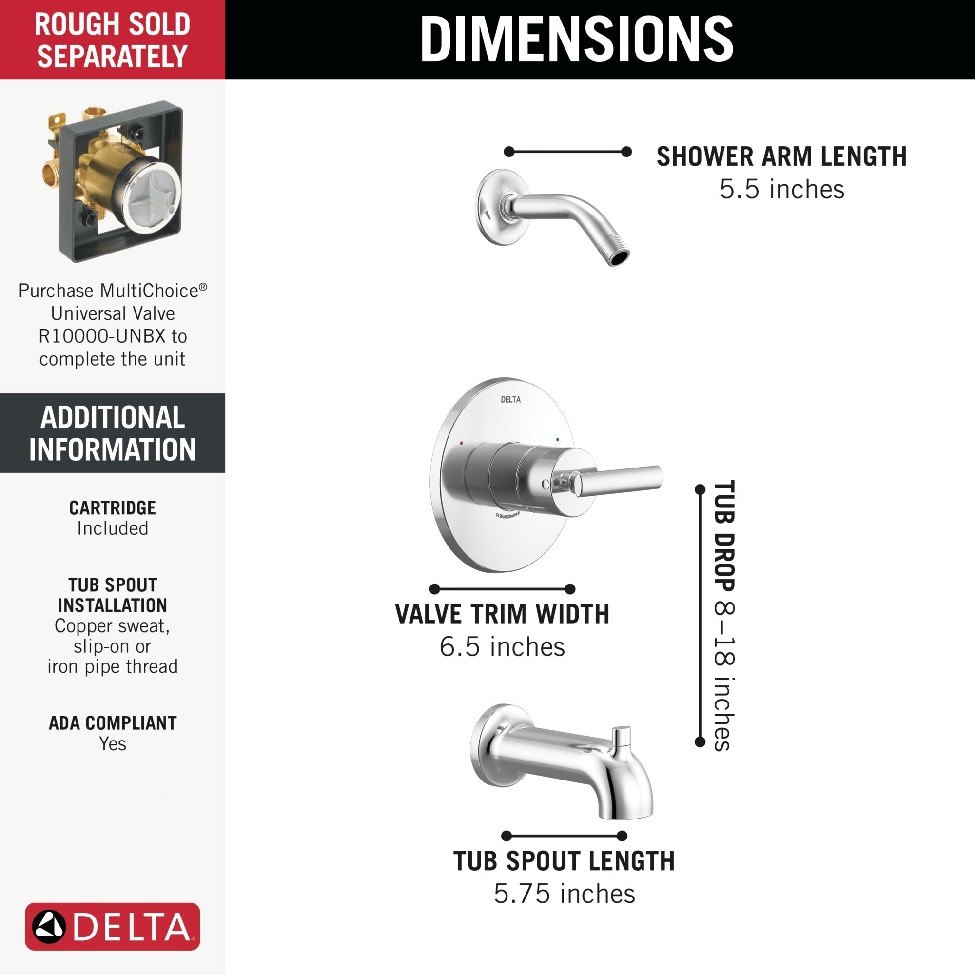 Delta Altado™ Monitor 14 Series Tub & Shower Trim - Less Head