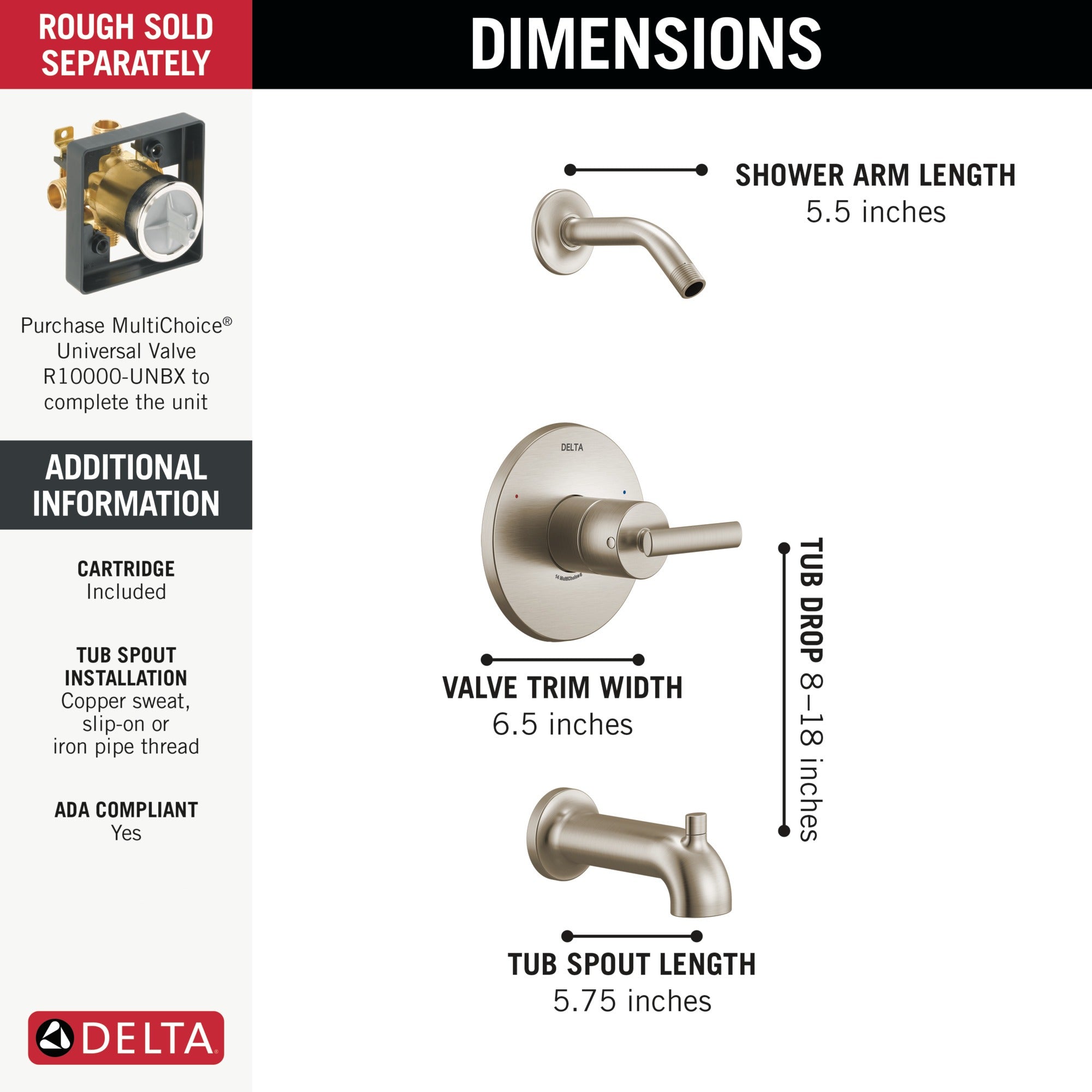 Delta Altado™ Monitor 14 Series Tub & Shower Trim - Less Head