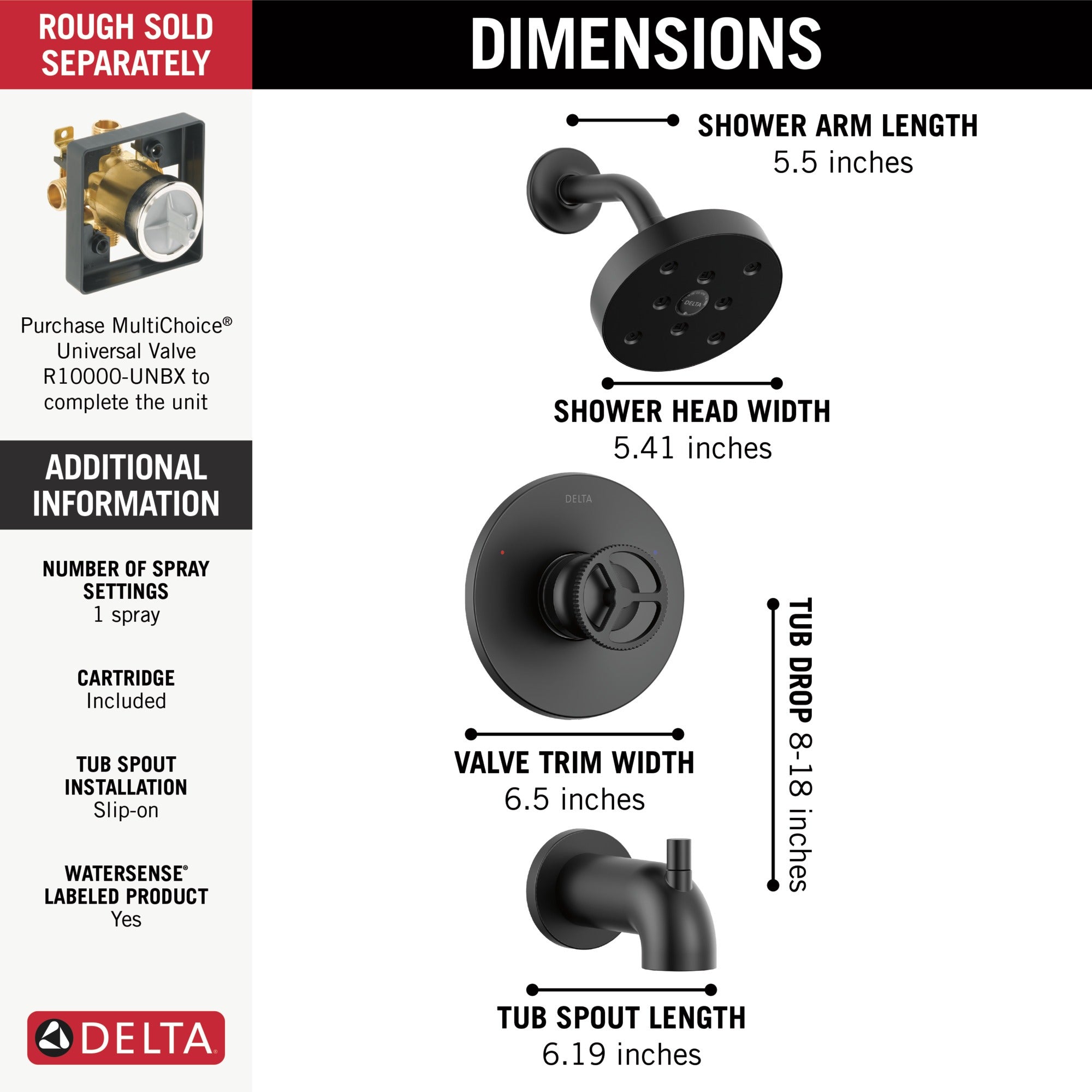 Delta Trinsic® H2OKinetic® Tub Shower Trim