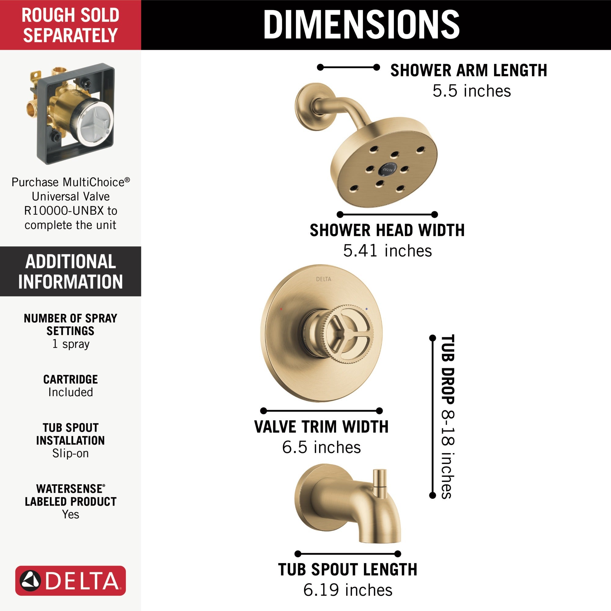 Delta Trinsic® H2OKinetic® Tub Shower Trim