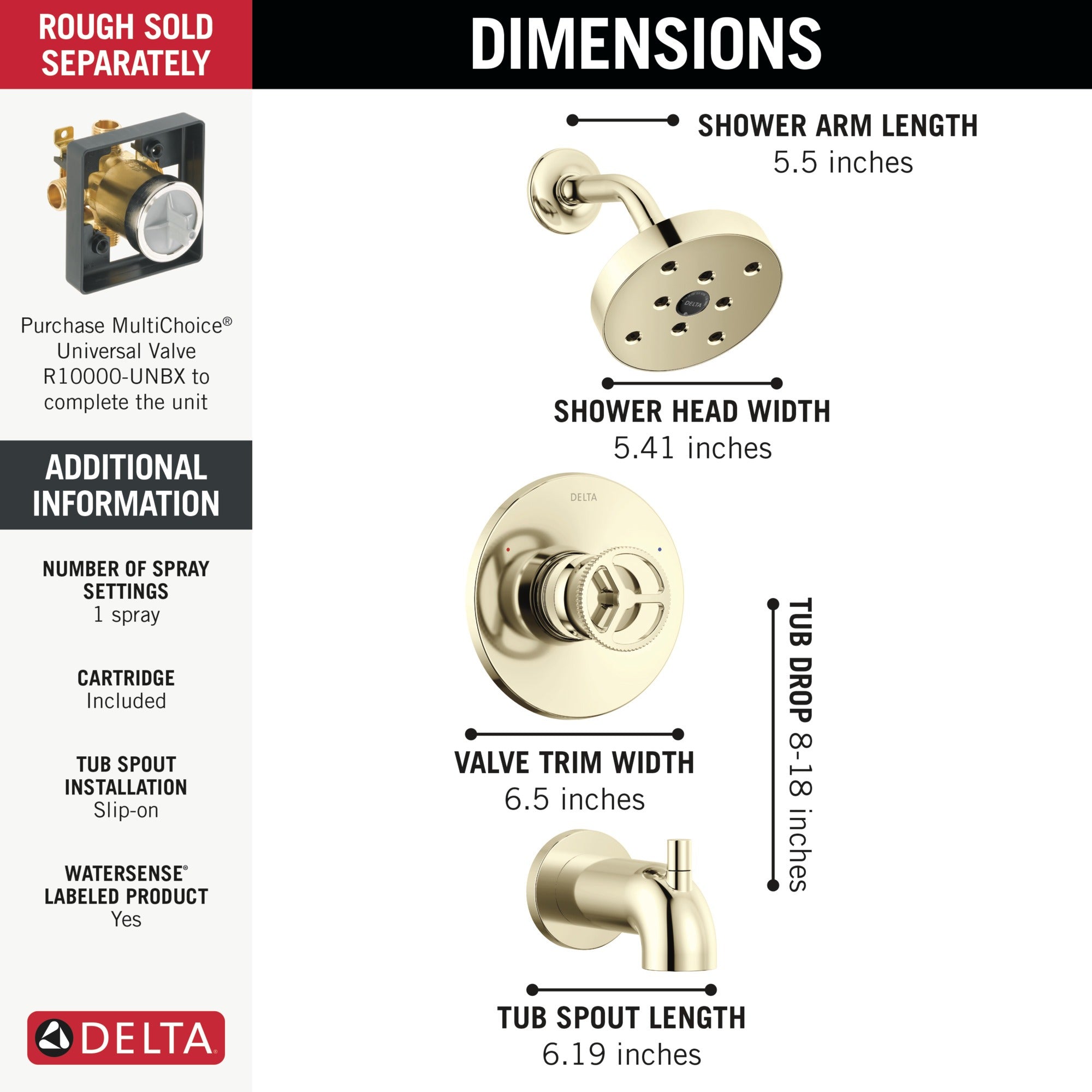 Delta Trinsic® H2OKinetic® Tub Shower Trim
