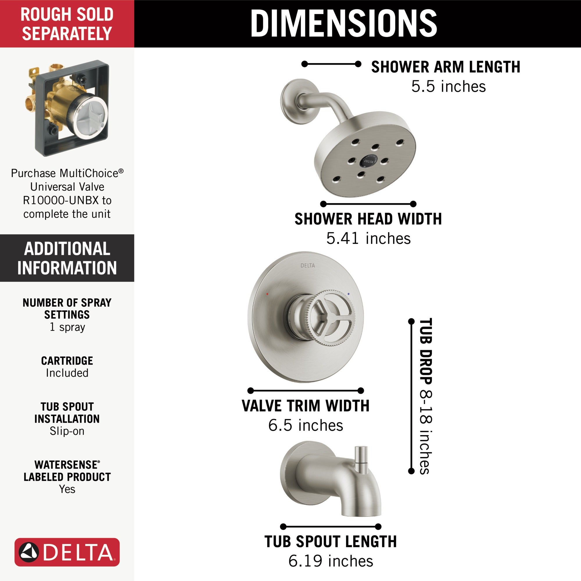 Delta Trinsic® H2OKinetic® Tub Shower Trim