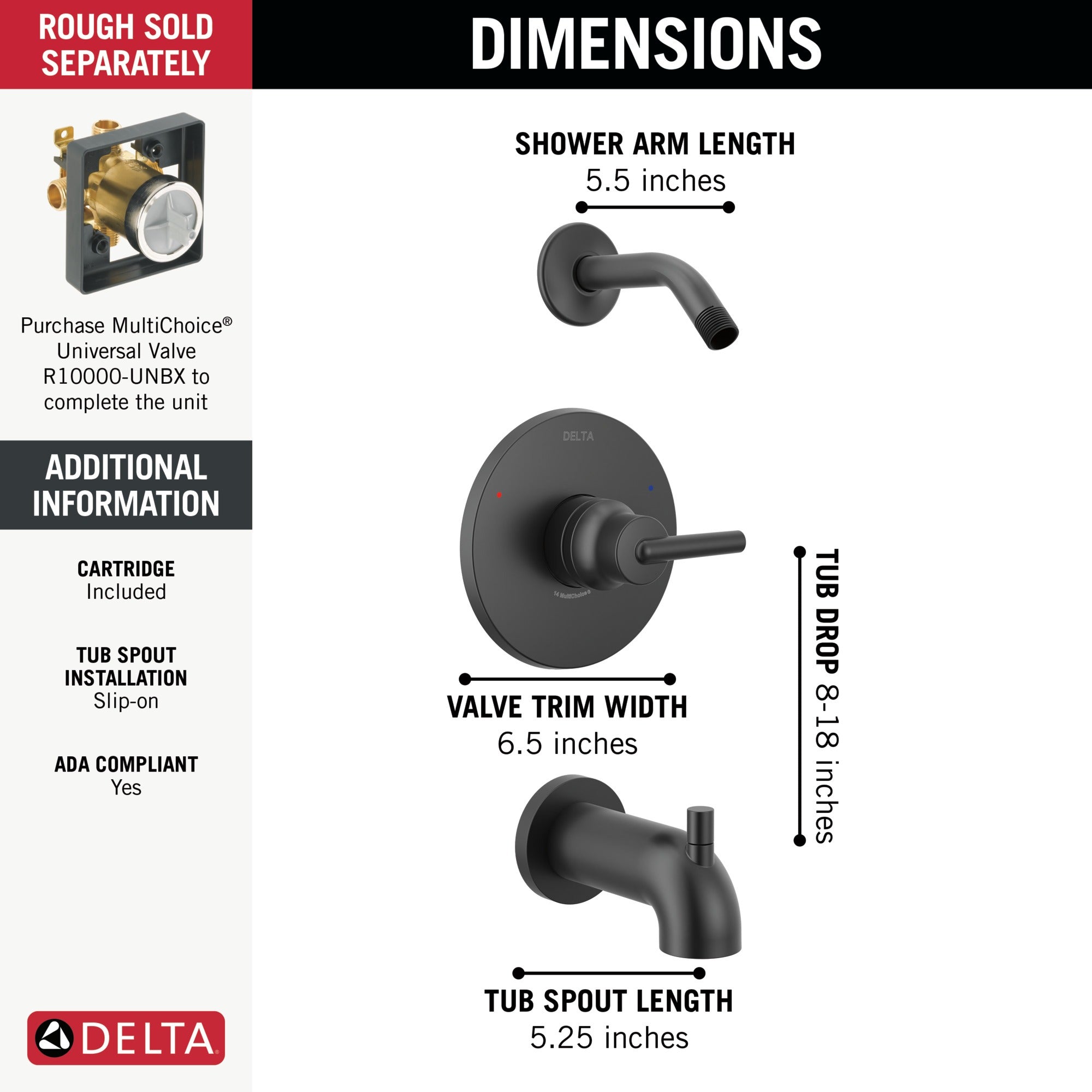 Delta Trinsic® Monitor 14 Series Tub & Shower Trim - Less Head