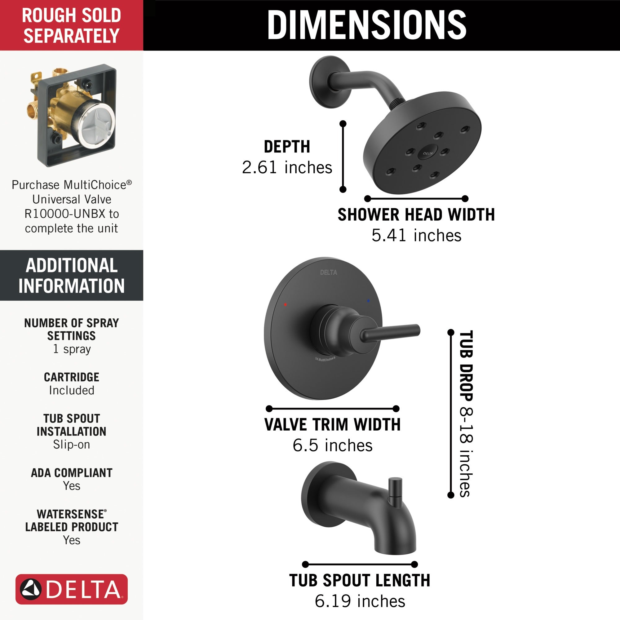 Delta Trinsic® Monitor® 14 Series H2OKinetic® Tub & Shower Trim