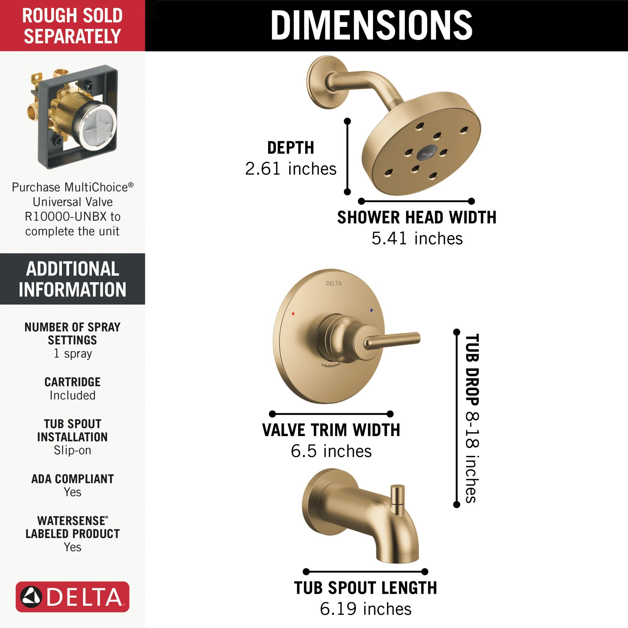 Delta Trinsic® Monitor® 14 Series H2OKinetic® Tub & Shower Trim