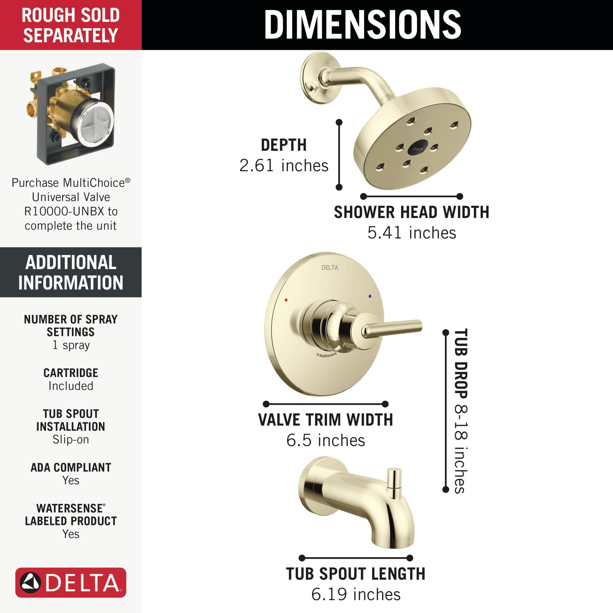 Delta Trinsic® Monitor® 14 Series H2OKinetic® Single Handle Tub & Shower Trim