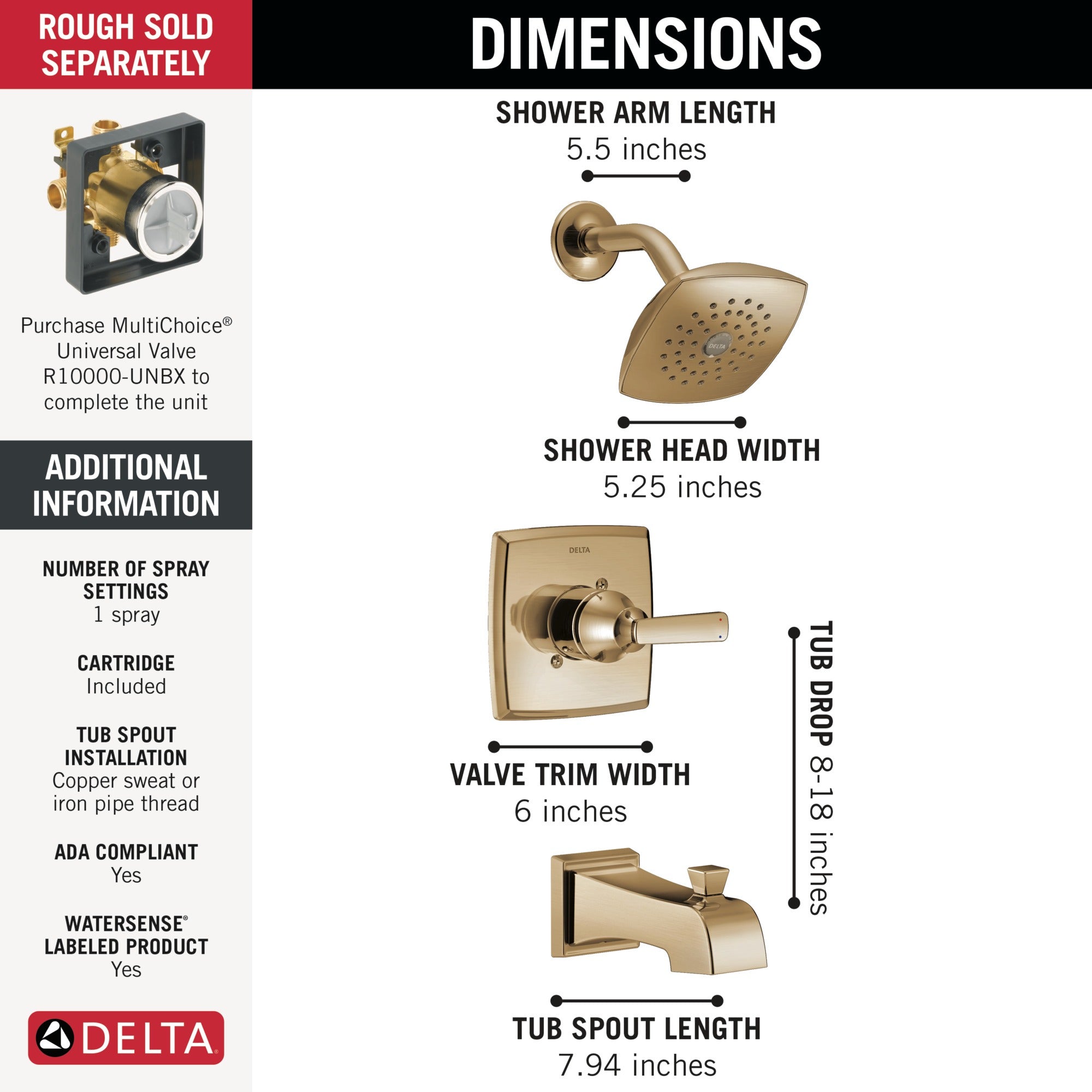 Delta Ashlyn® Monitor® 14 Series Tub and Shower Trim