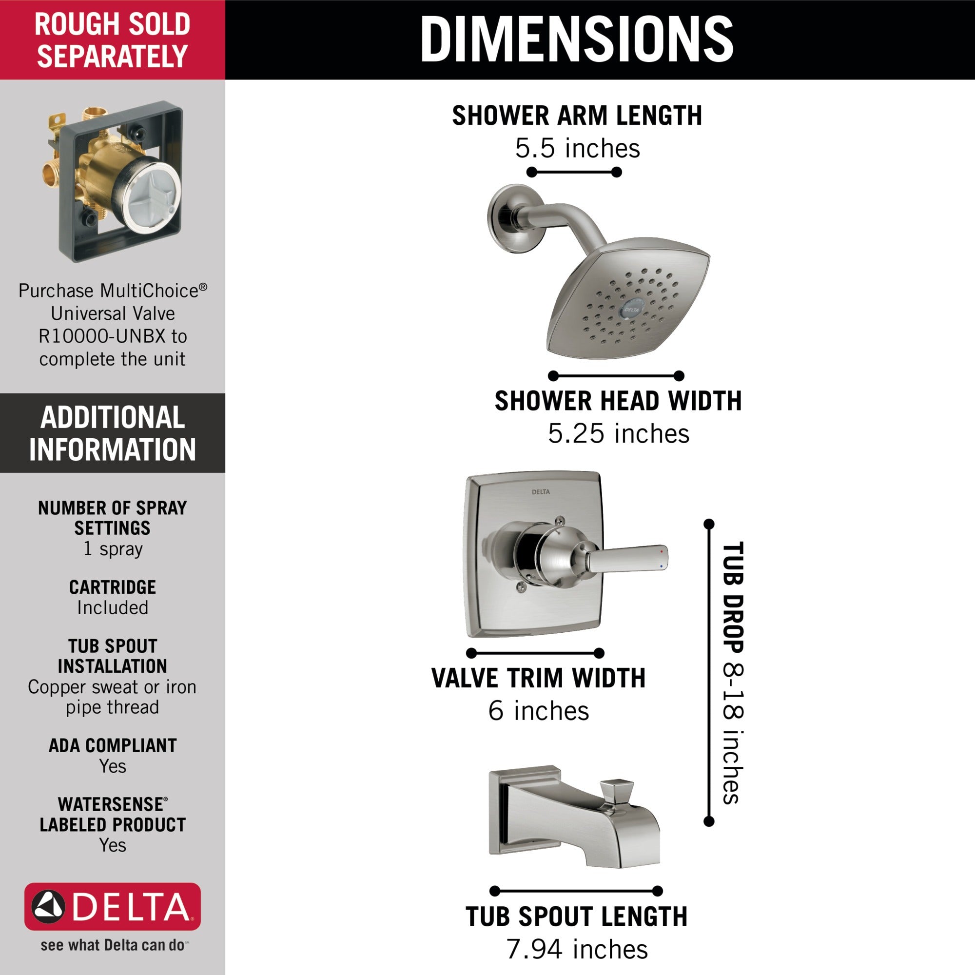 Delta Ashlyn® Monitor® 14 Series Tub & Shower Trim