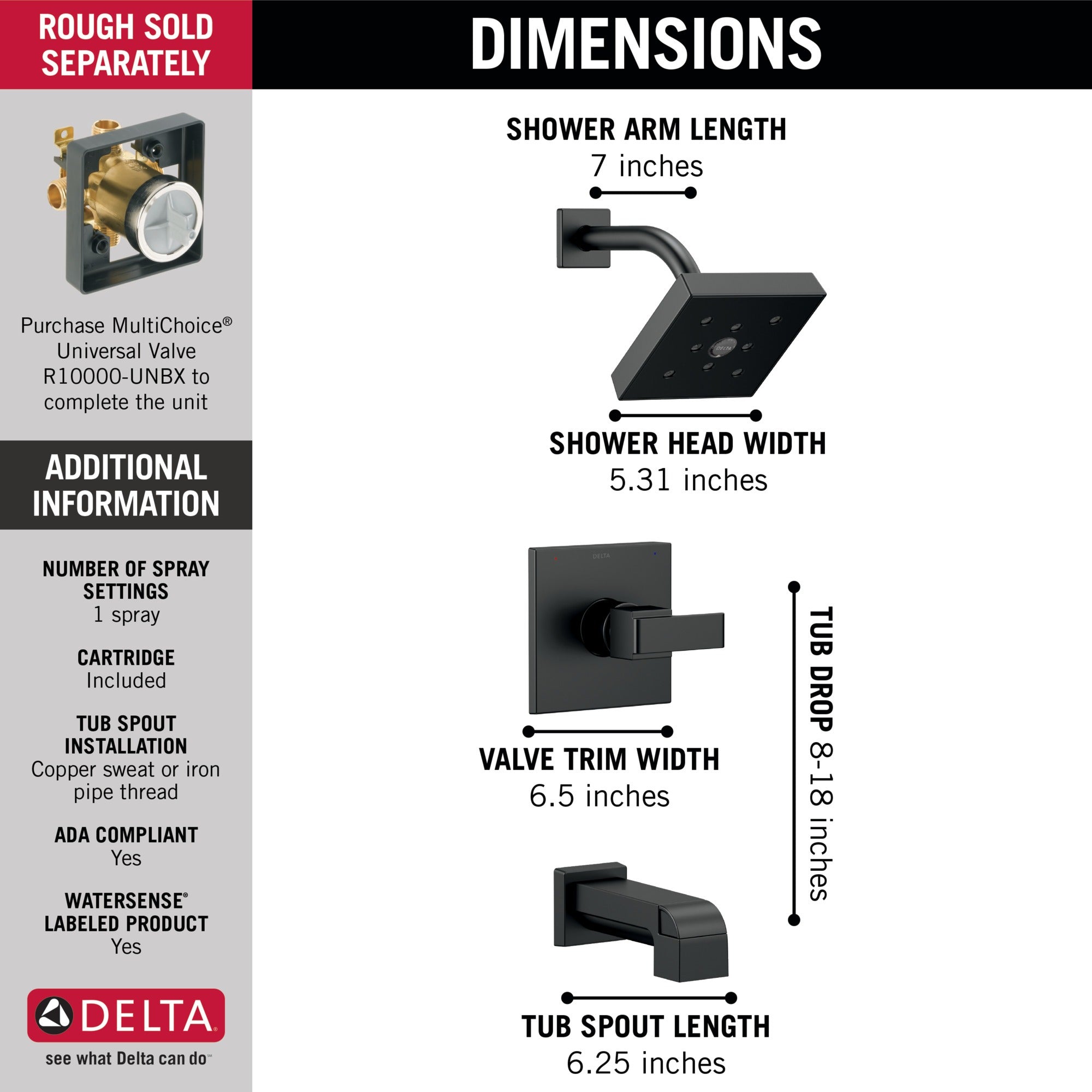Delta Ara® Monitor® 14 Series H2OKinetic® Tub & Shower Trim