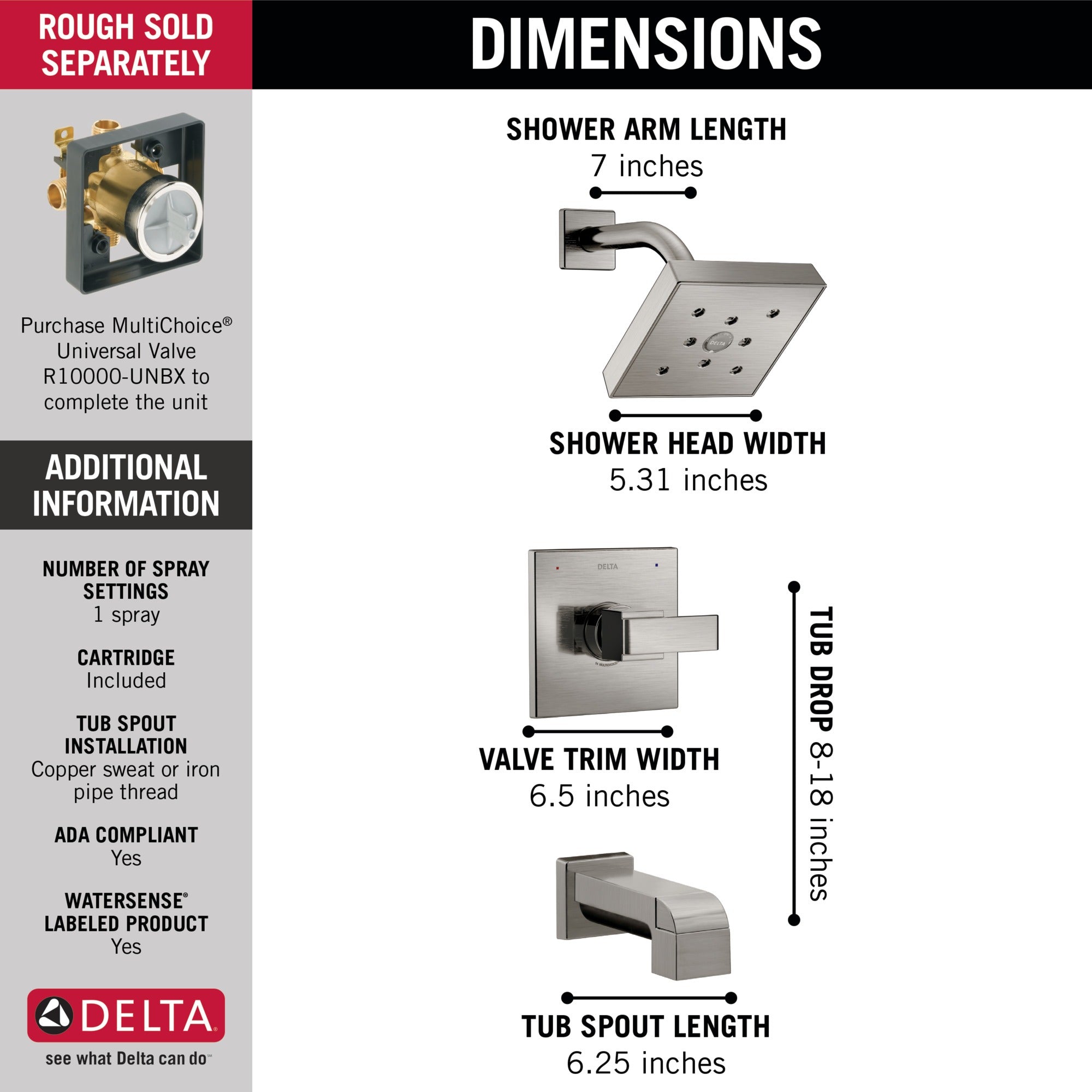 Delta Ara® Monitor® 14 Series H2OKinetic® Tub & Shower Trim