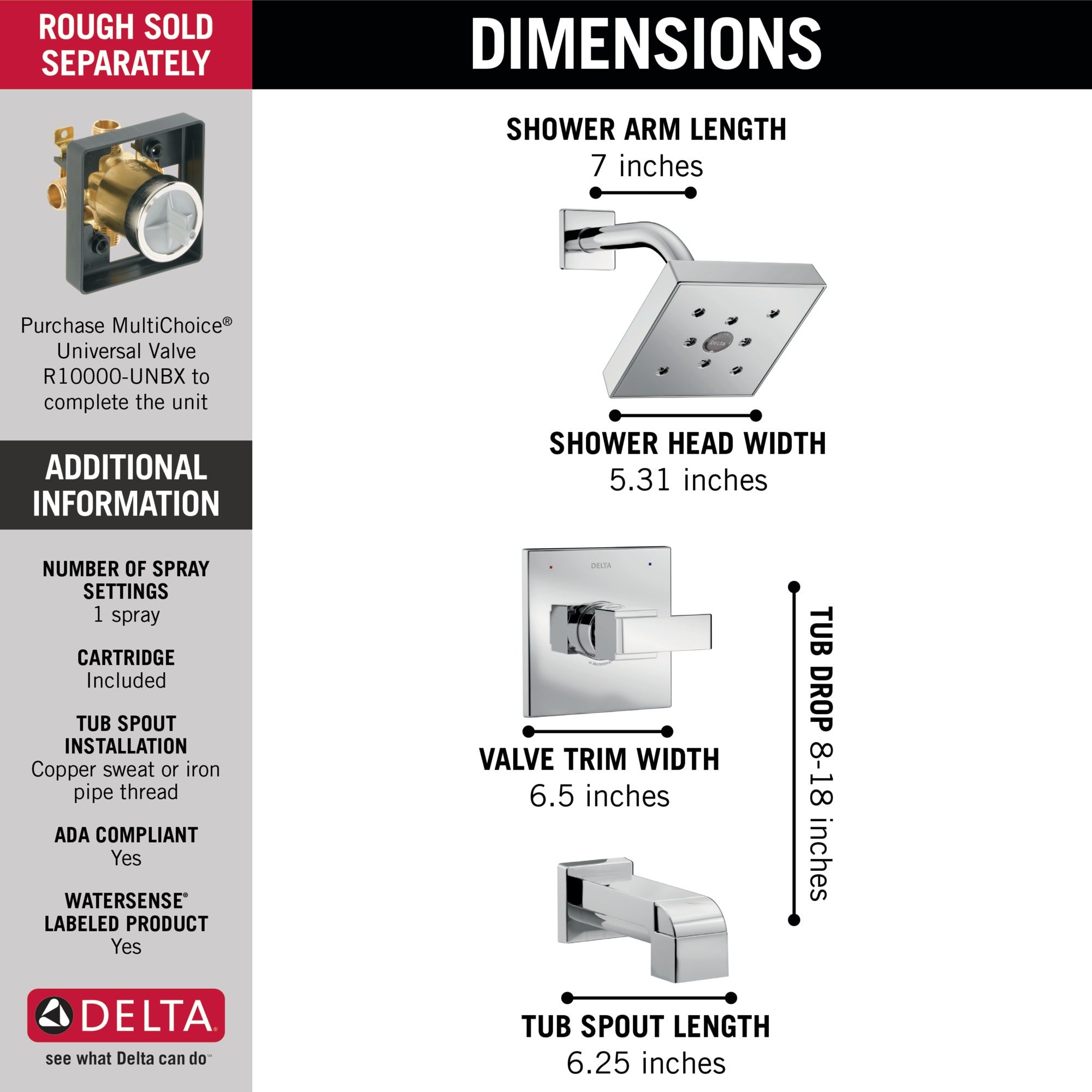 Delta Ara® Monitor® 14 Series H2OKinetic® Tub & Shower Trim