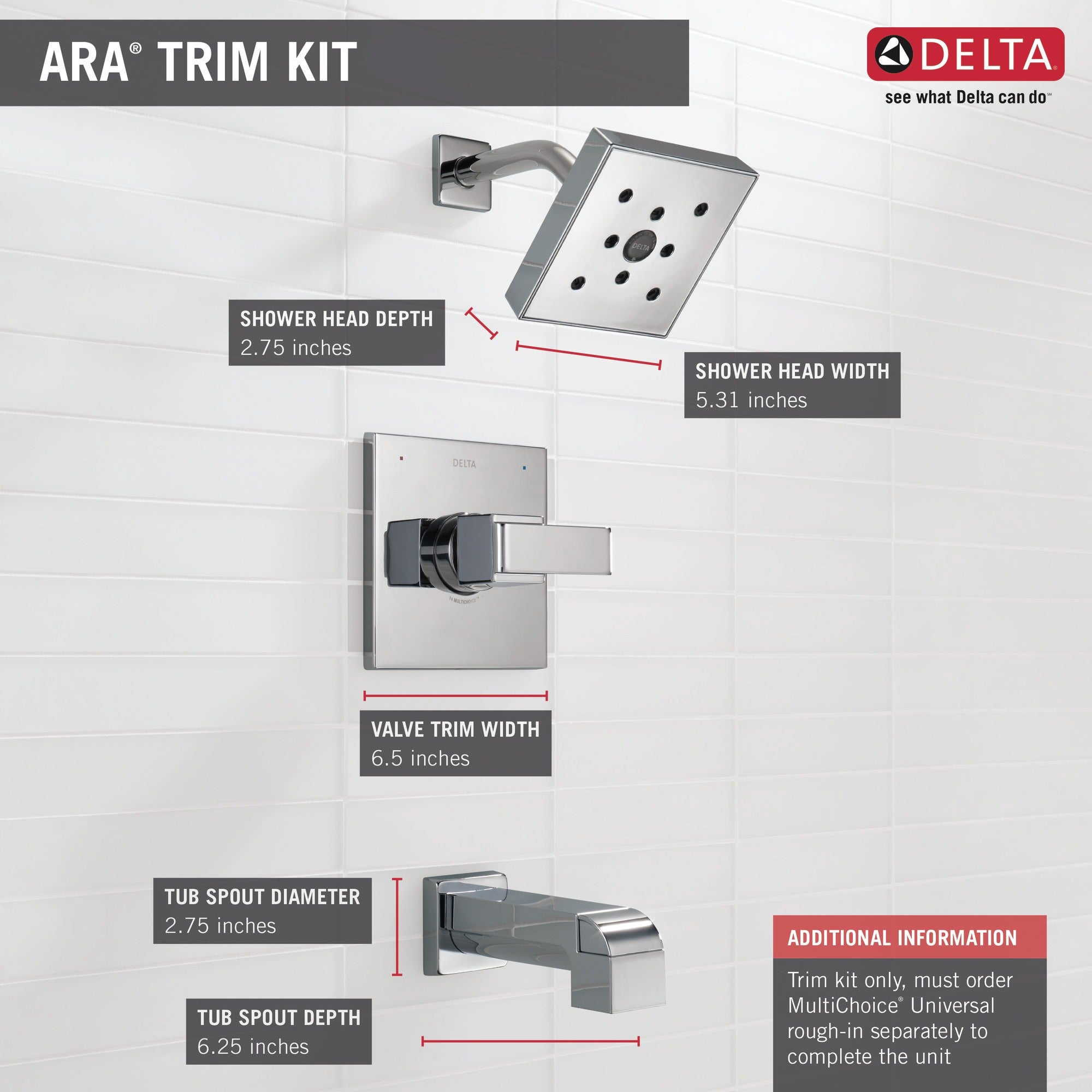 Delta Ara® Monitor® 14 Series H2OKinetic® Tub & Shower Trim