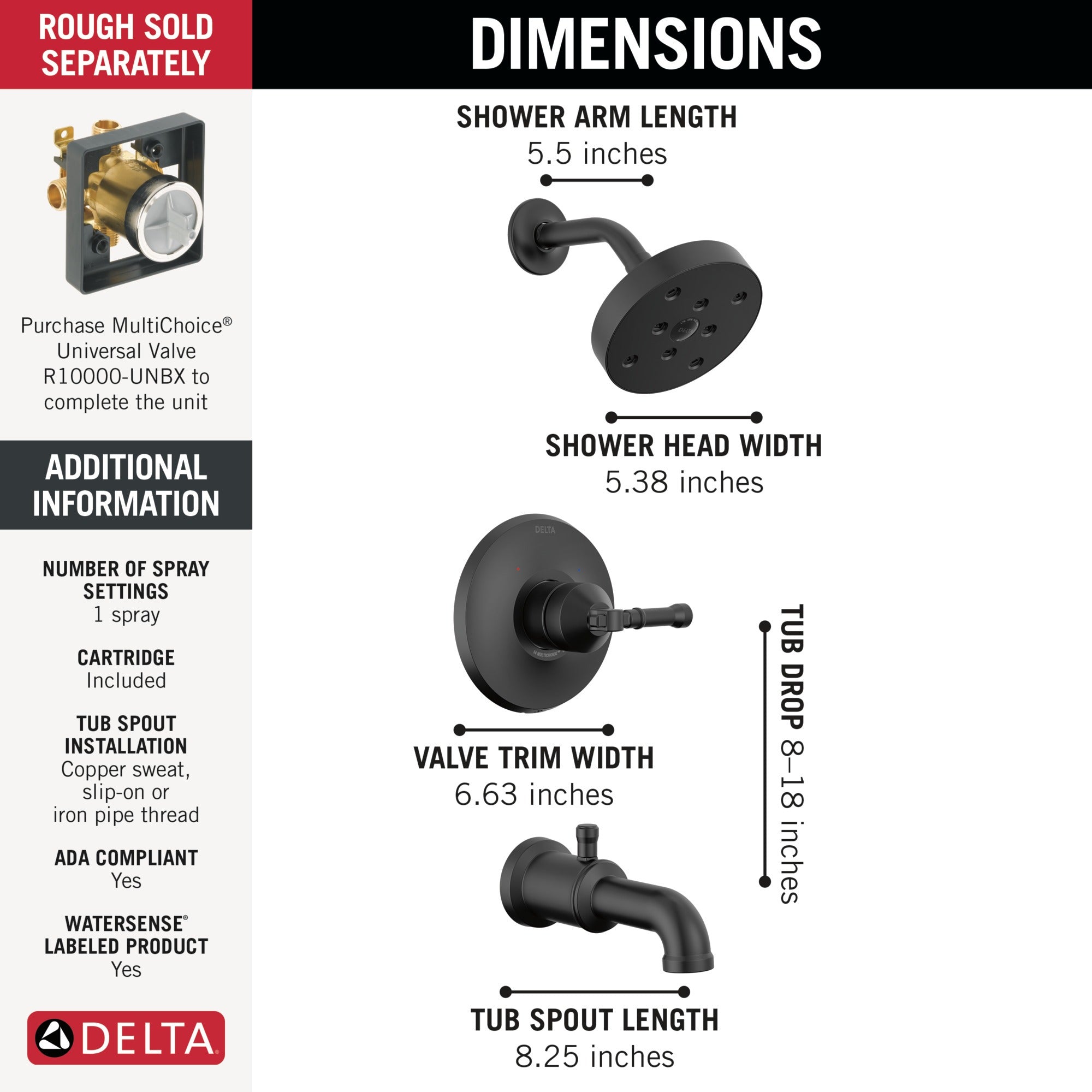 Delta Broderick® 14 Series Tub Shower Trim