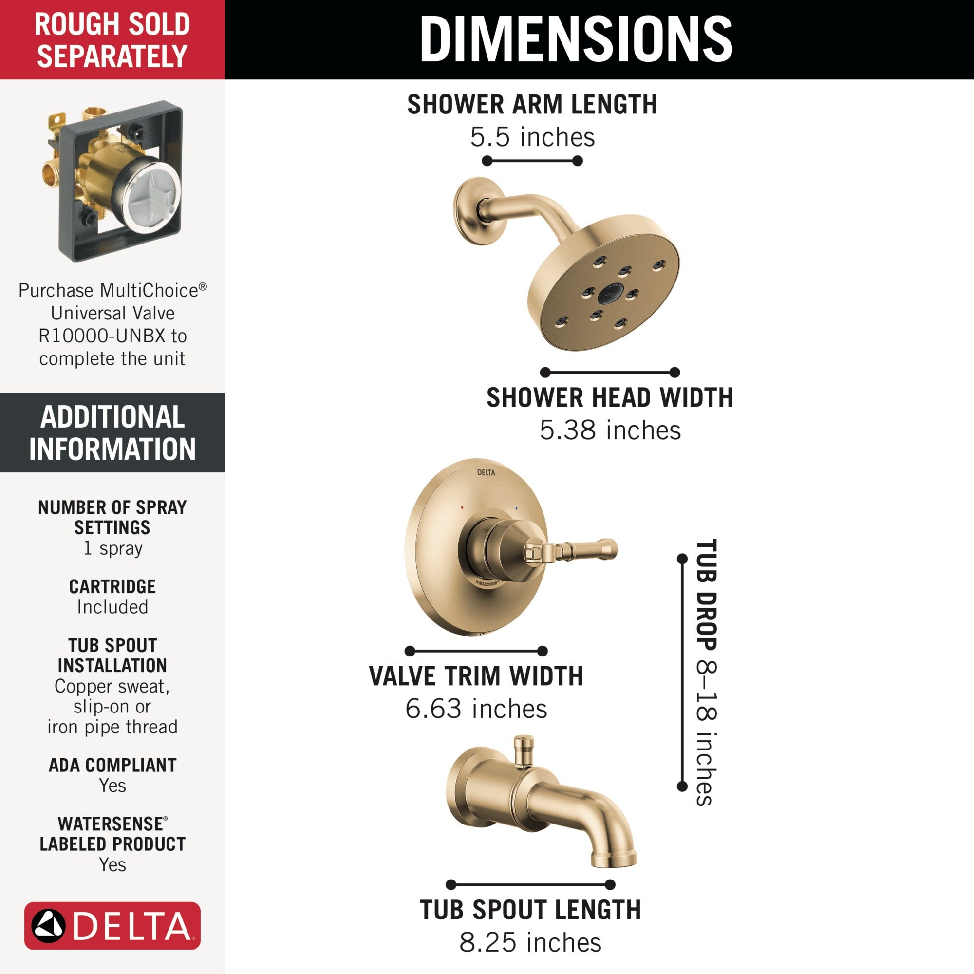 Delta Broderick® 14 Series Tub Shower Trim