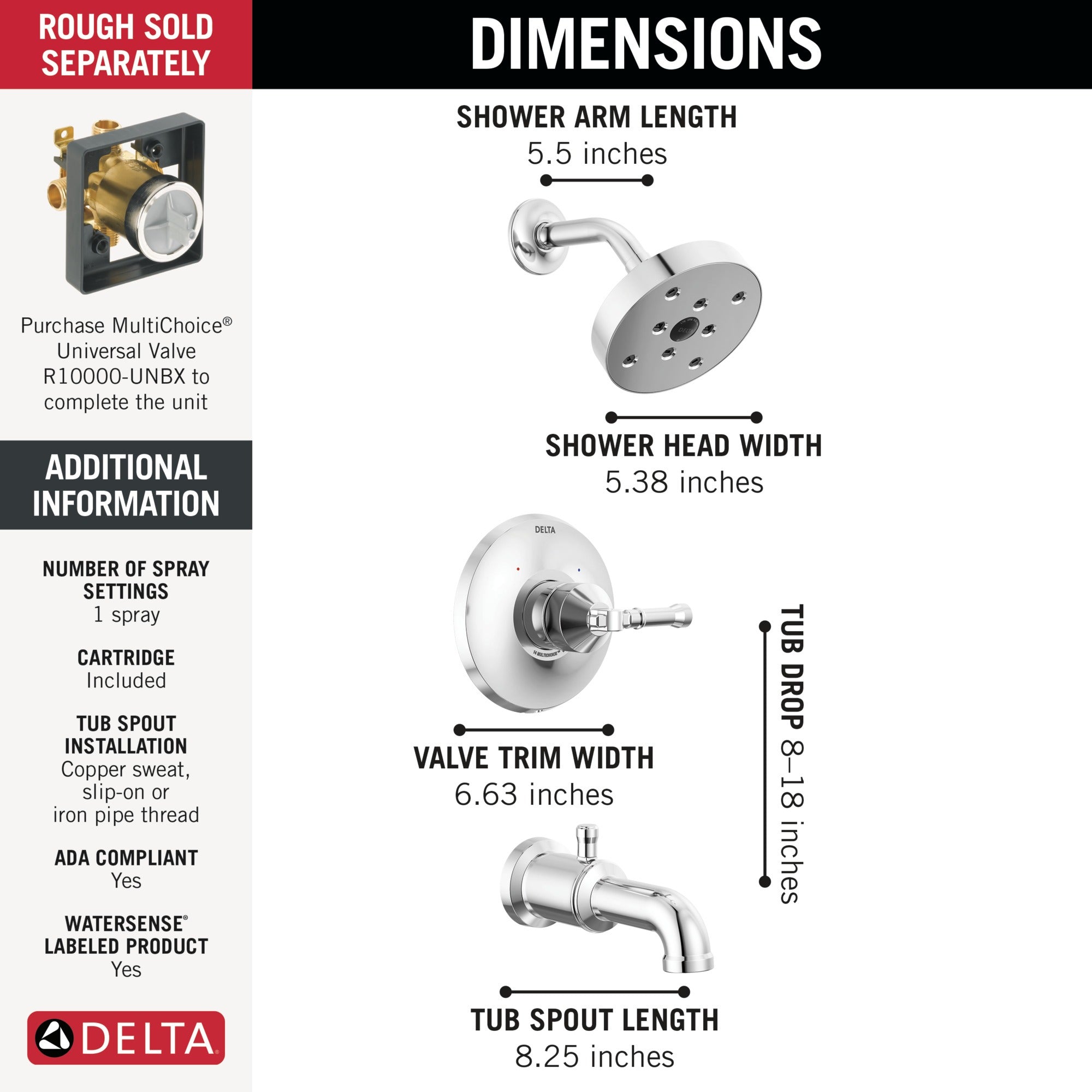 Delta Broderick® 14 Series Tub Shower Trim