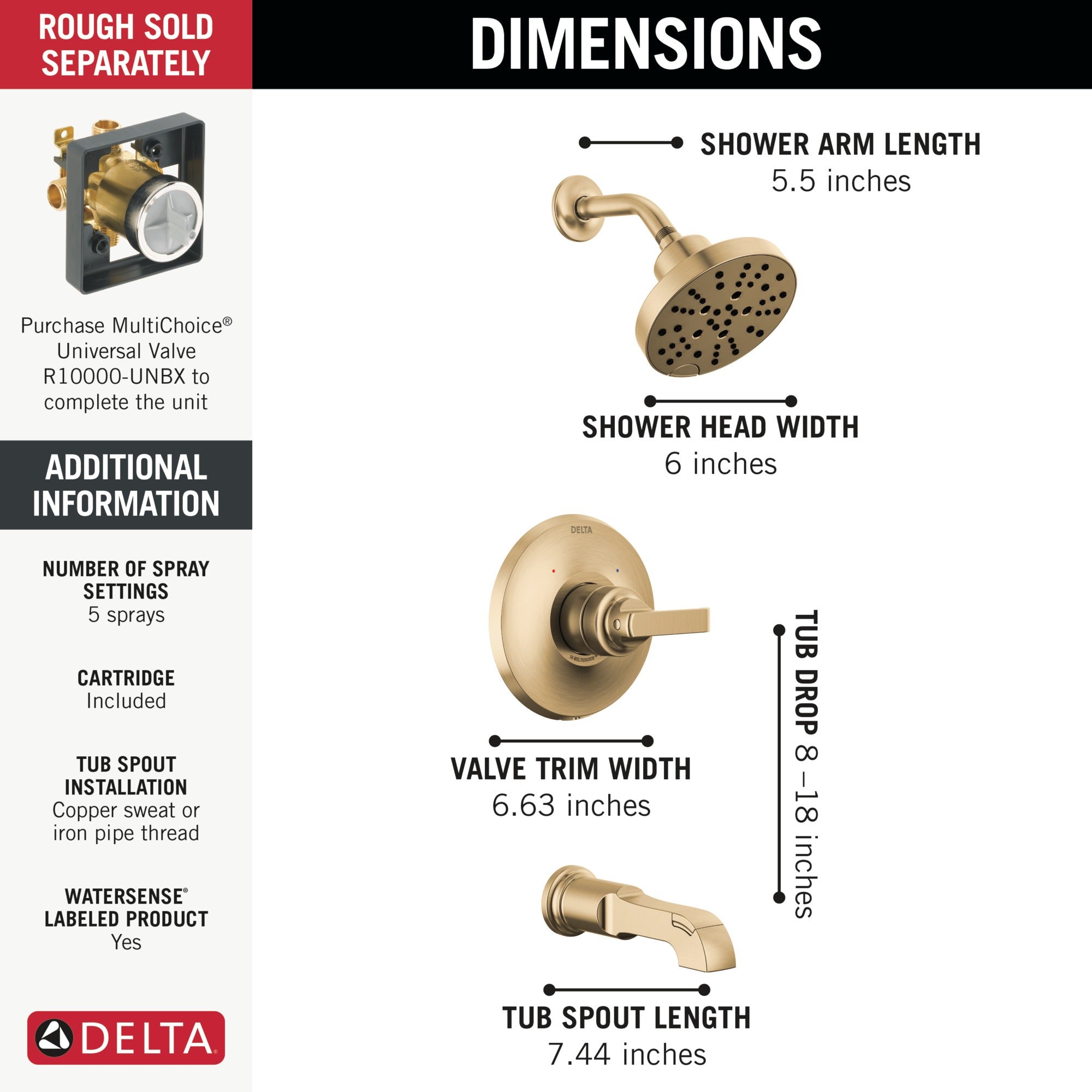 Delta Tetra™ Monitor 14 Series Tub & Shower Trim